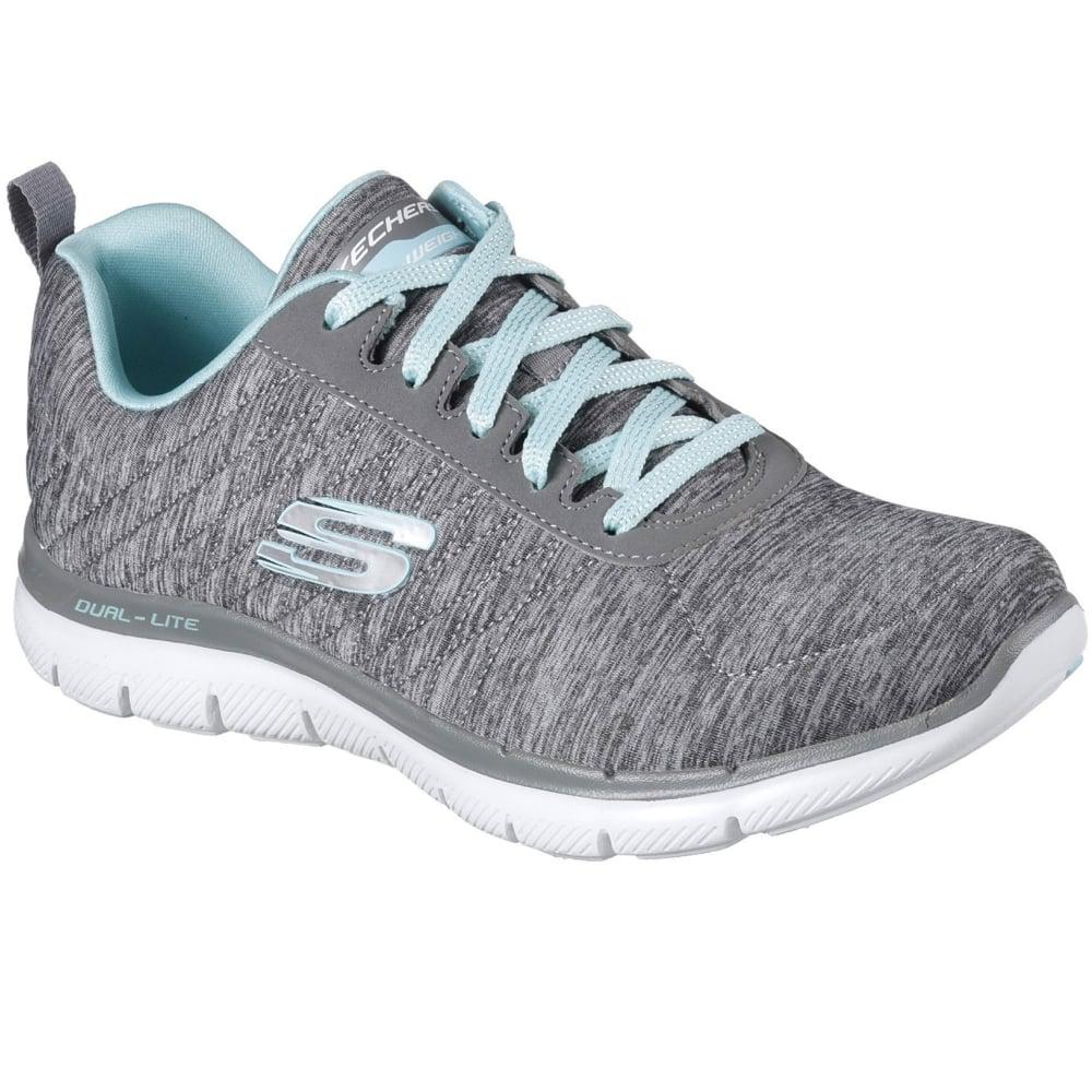 ladies grey skechers trainers