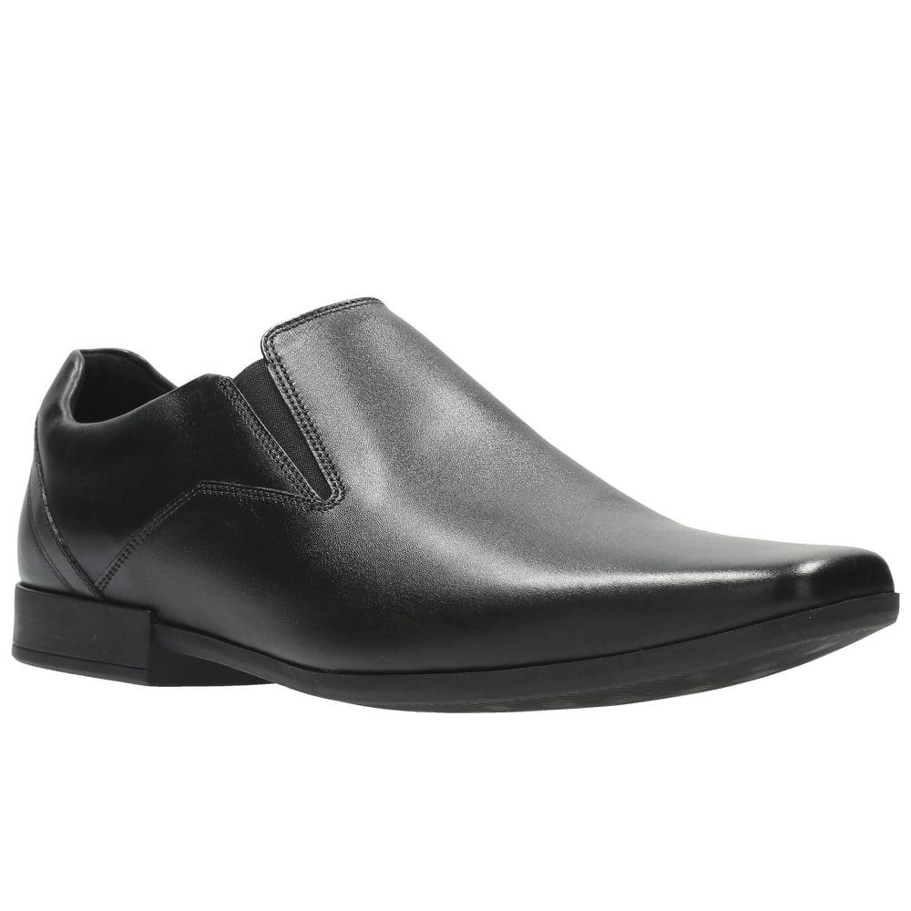 Clarks. Black Glement Slip Mens Formal Slip On Shoes