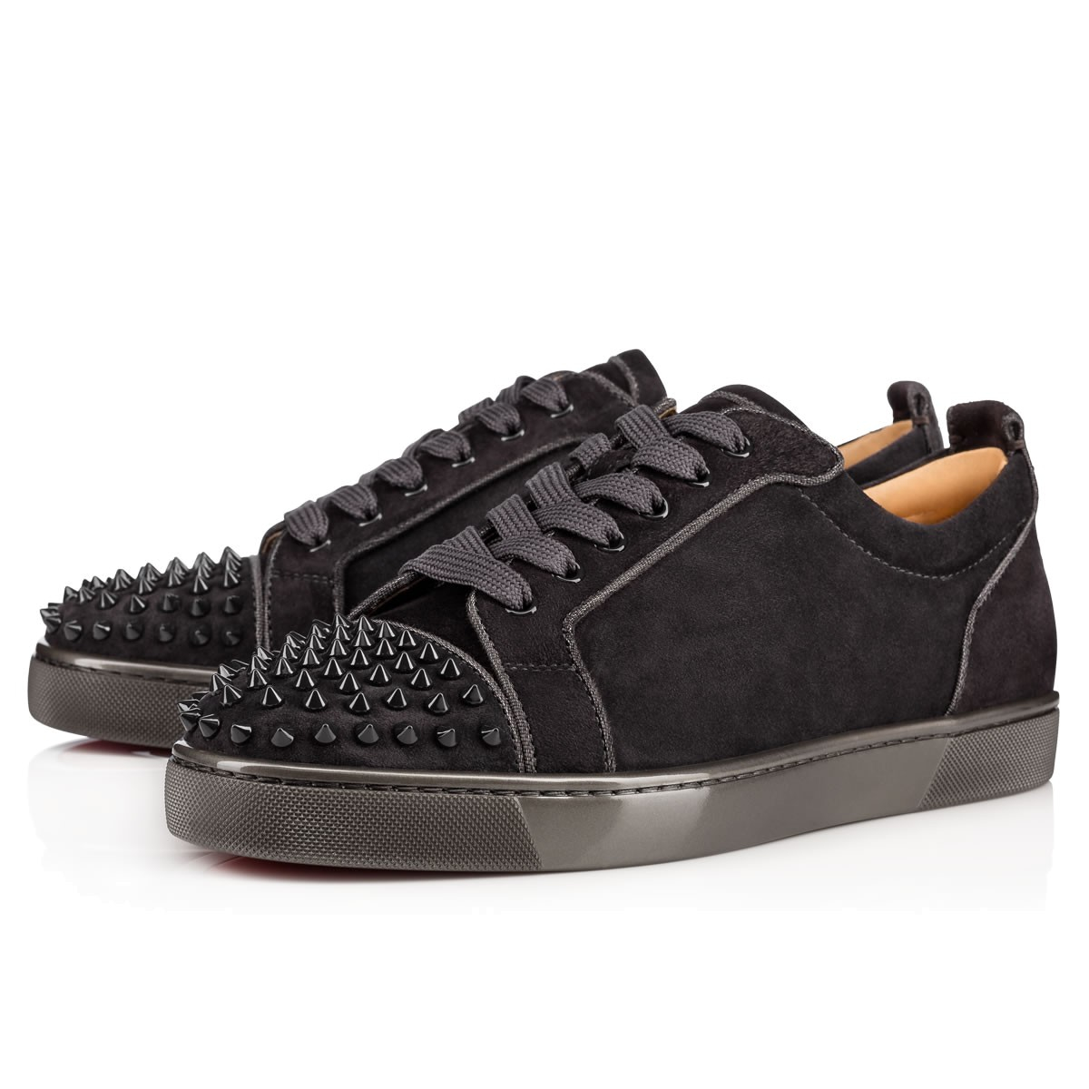 Lyst - Christian Louboutin Louis Junior Spikes Orlato Flat Suede Sneakers in Black for Men