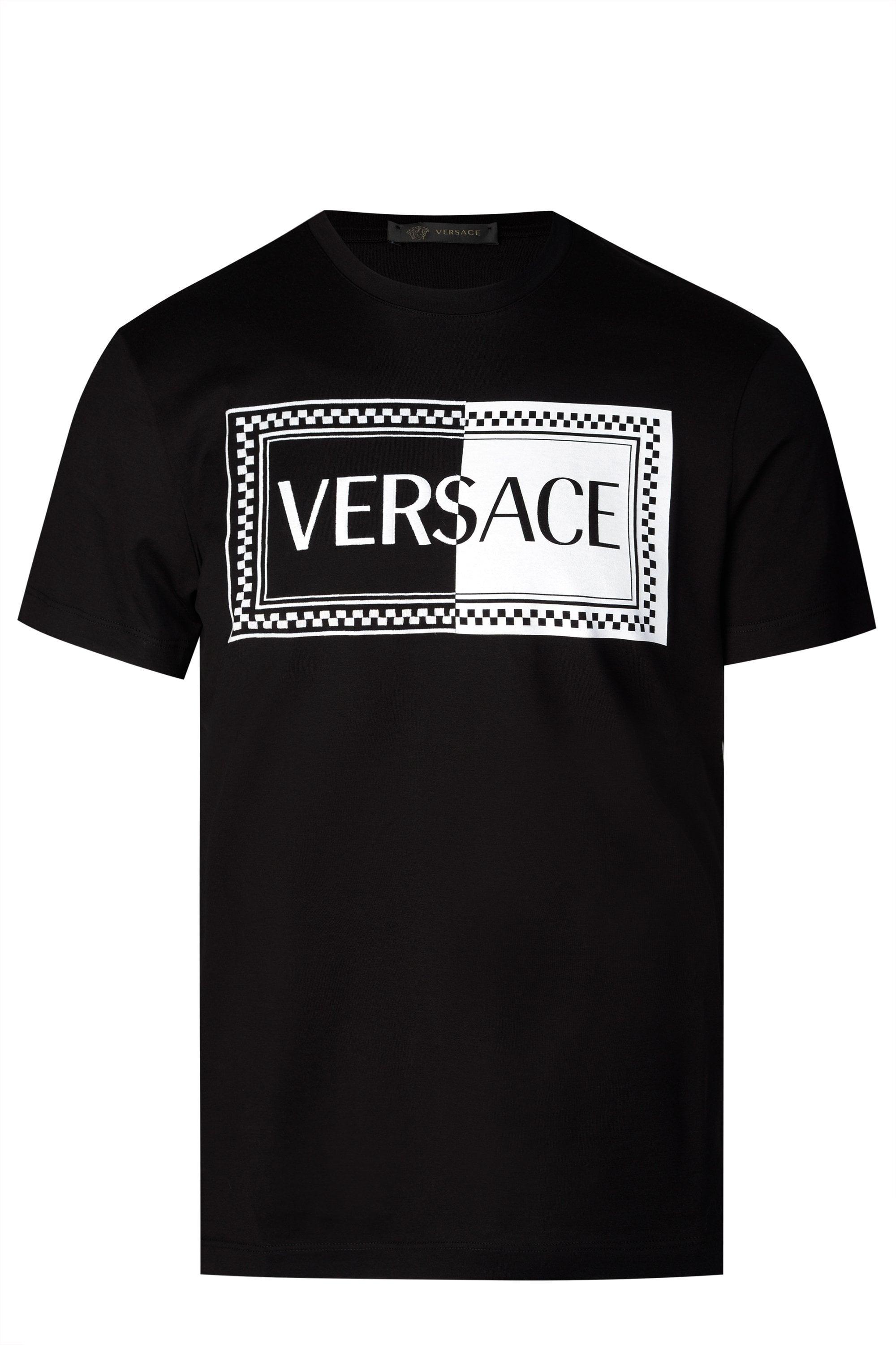 Versace Cotton Box Logo T-shirt in Black for Men - Lyst