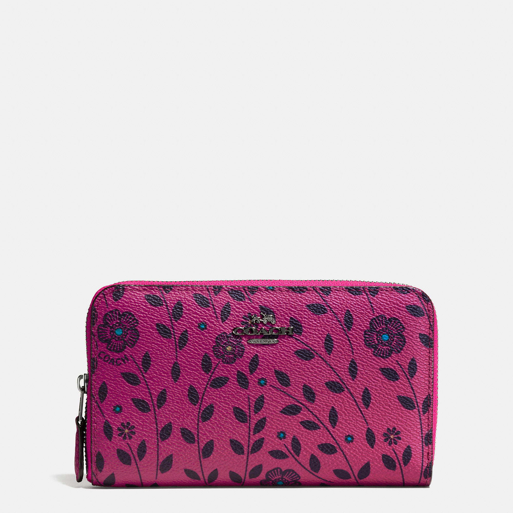 Lyst - COACH Medium Zip Around Wallet In Willow Floral Coated Canvas