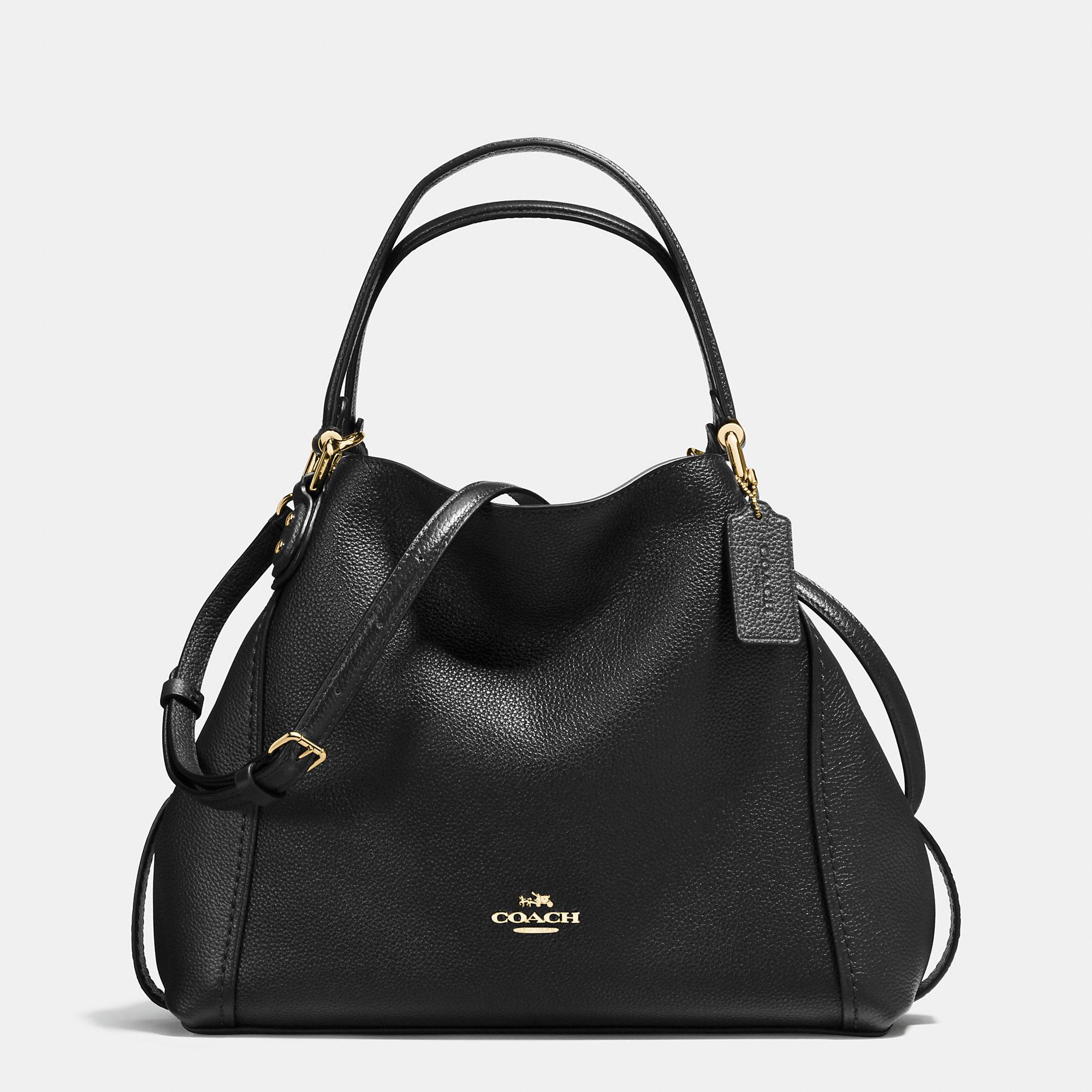 Coach Edie Shoulder Bag 28 In Polished Pebble Leather in Black | Lyst