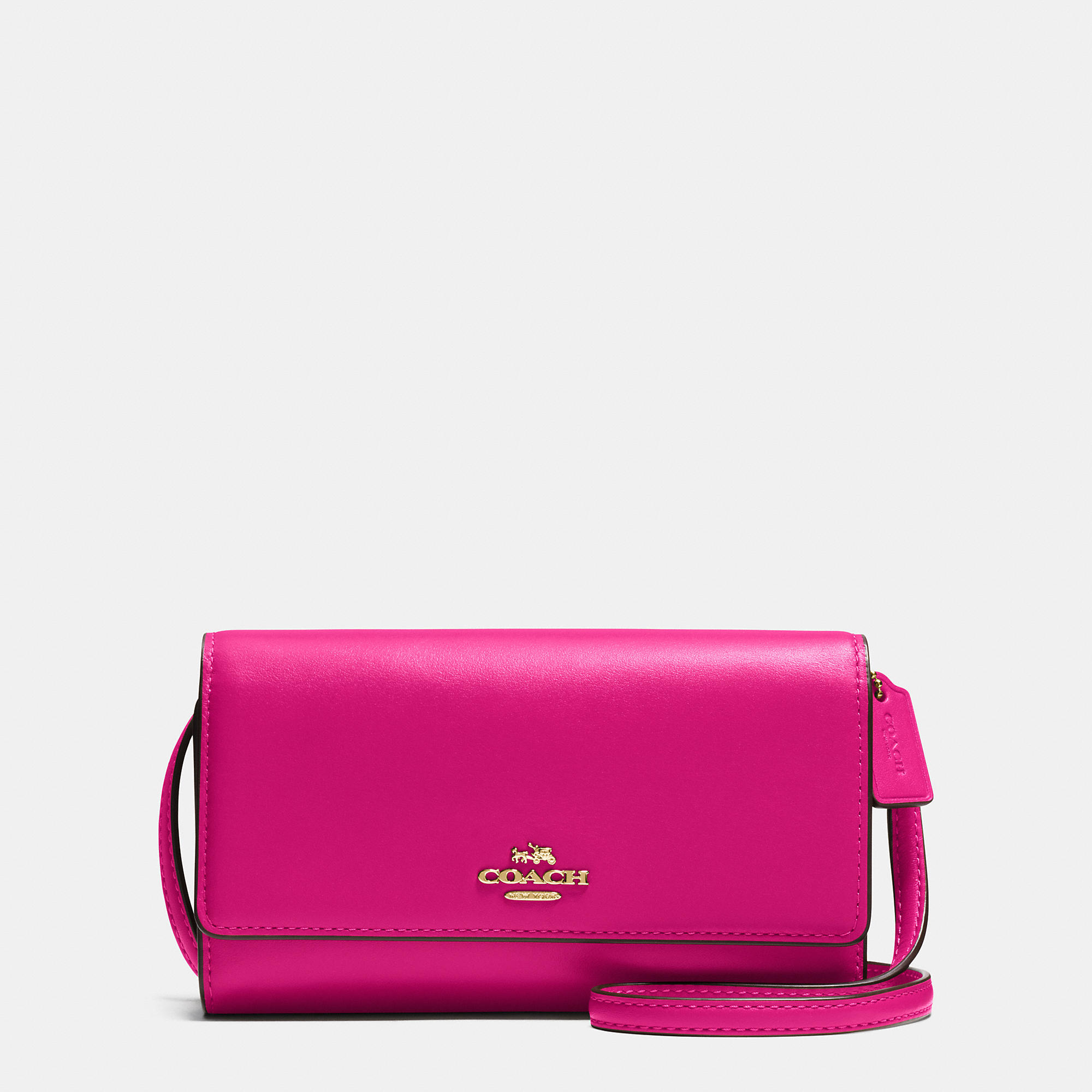 Coach Phone Crossbody In Smooth Leather in Pink | Lyst