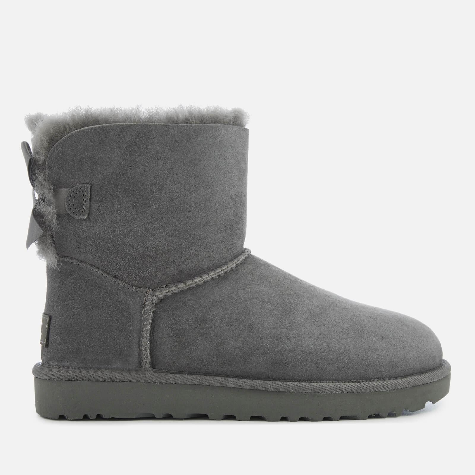 UGG Suede Mini Bailey Bow Ii Sheepskin Boots in Grey (Gray) - Lyst