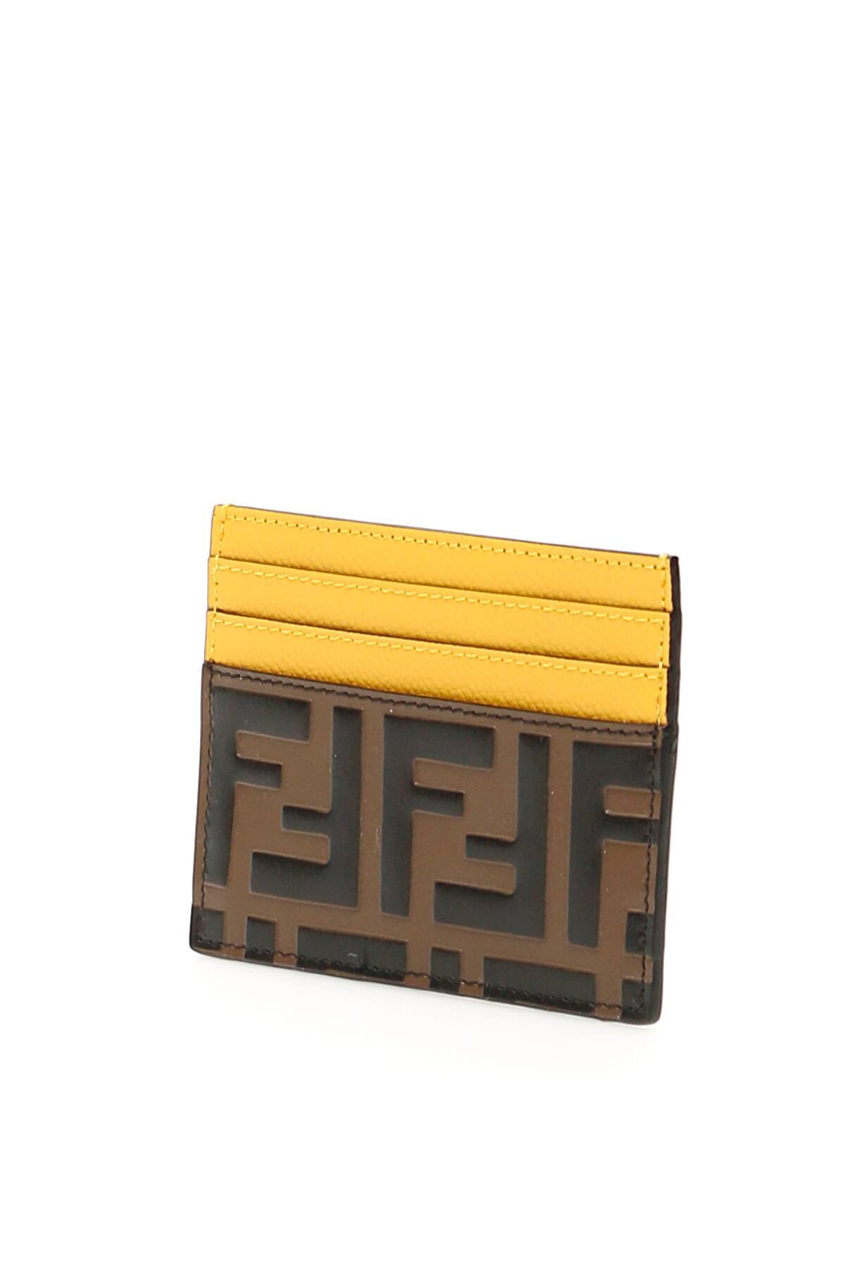 Fendi Leather Ff Cardholder in Yellow,Brown,Black (Yellow) - Lyst