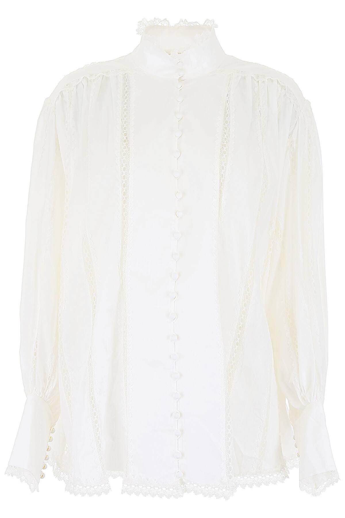 Zimmermann Shirt With Lace Inserts in White - Lyst