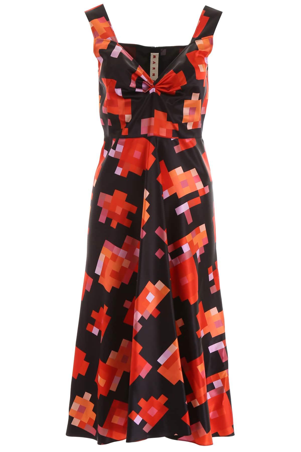 Marni Satin Pixel Dress in Black,Red (Red) - Lyst