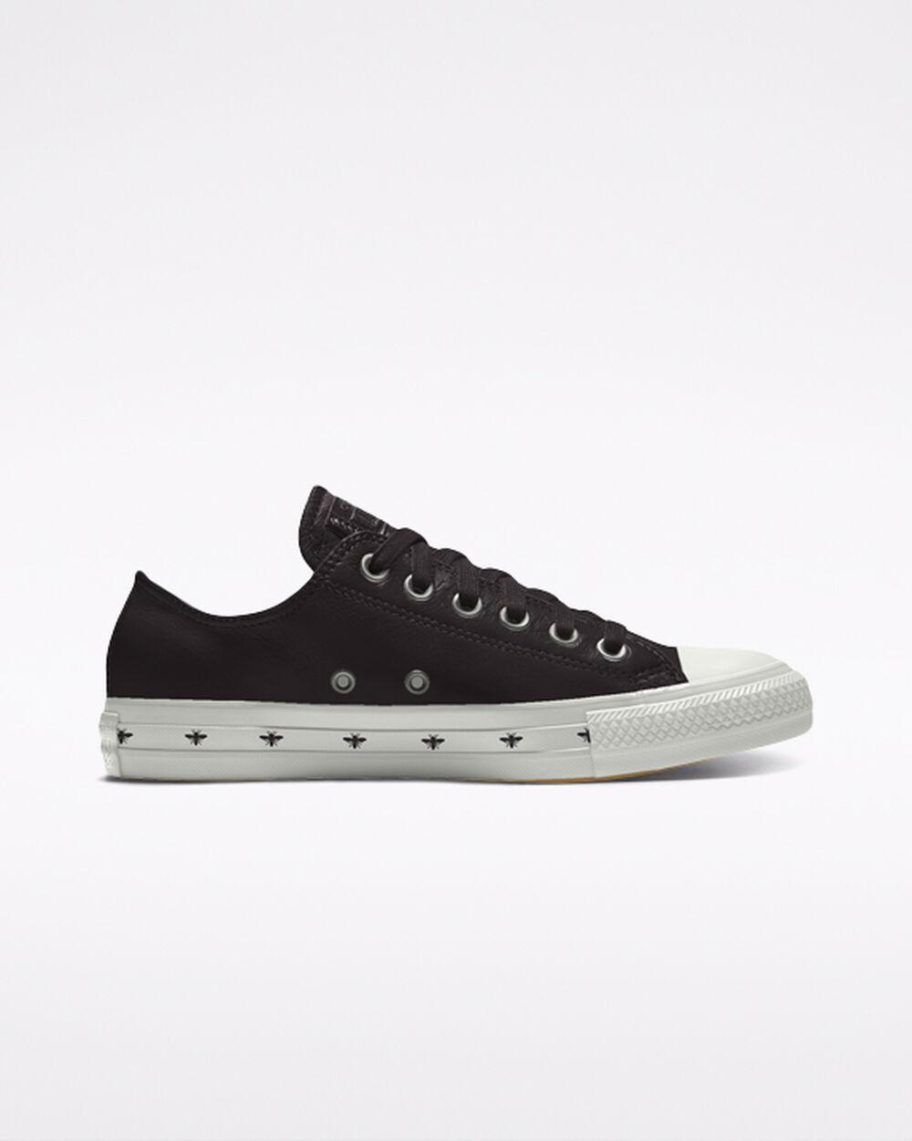 Converse Custom Chuck Taylor All Star Leather Low Top in Black for Men ...
