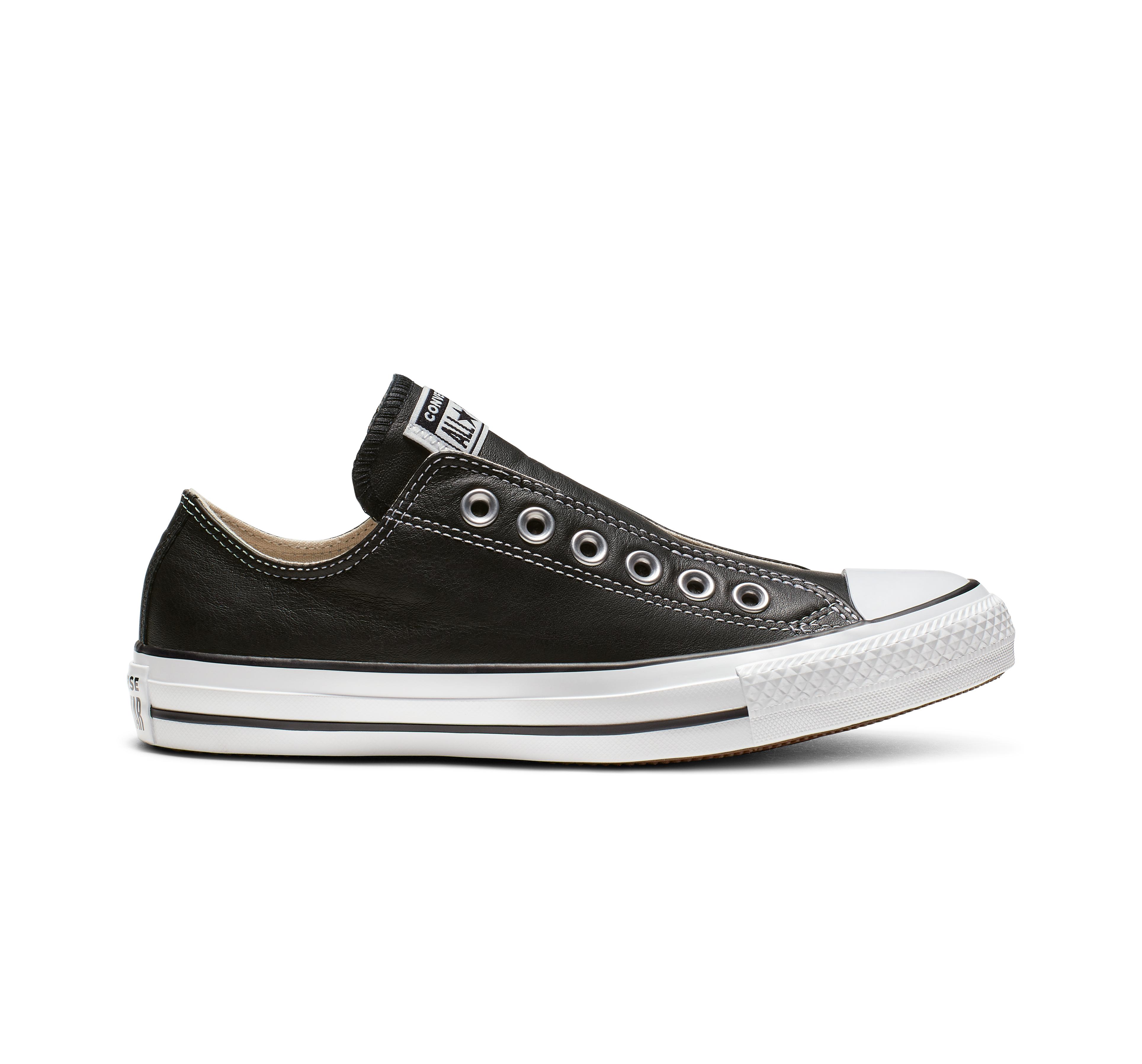 Converse Canvas Chuck Taylor All Star Leather Slip in Black/White ...