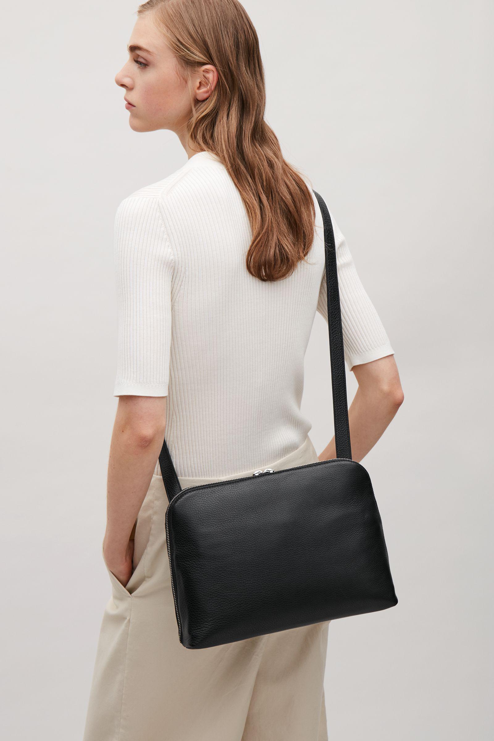 COS Leather Constructed Shoulder Bag in Black - Lyst