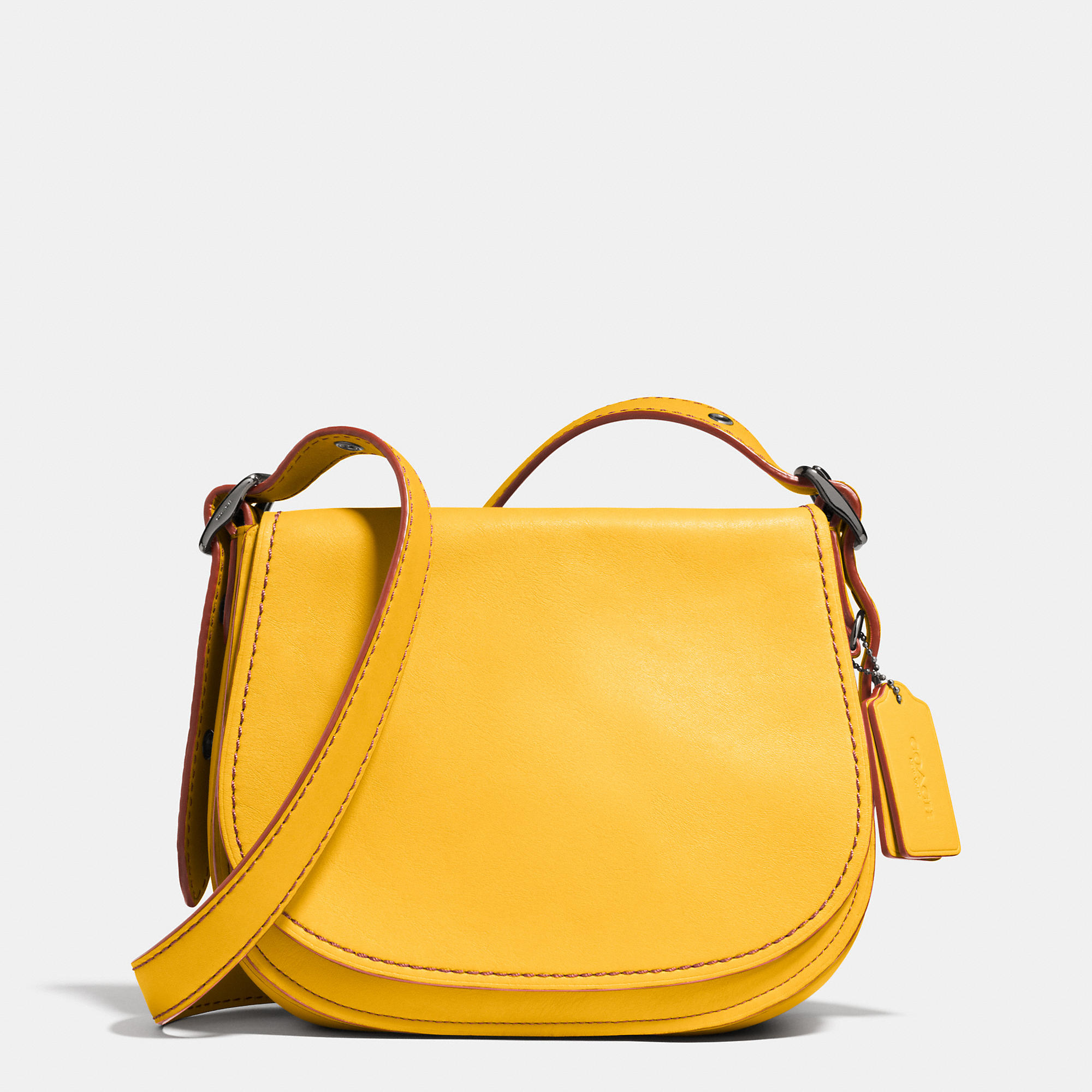 yellow leather shoulder bag