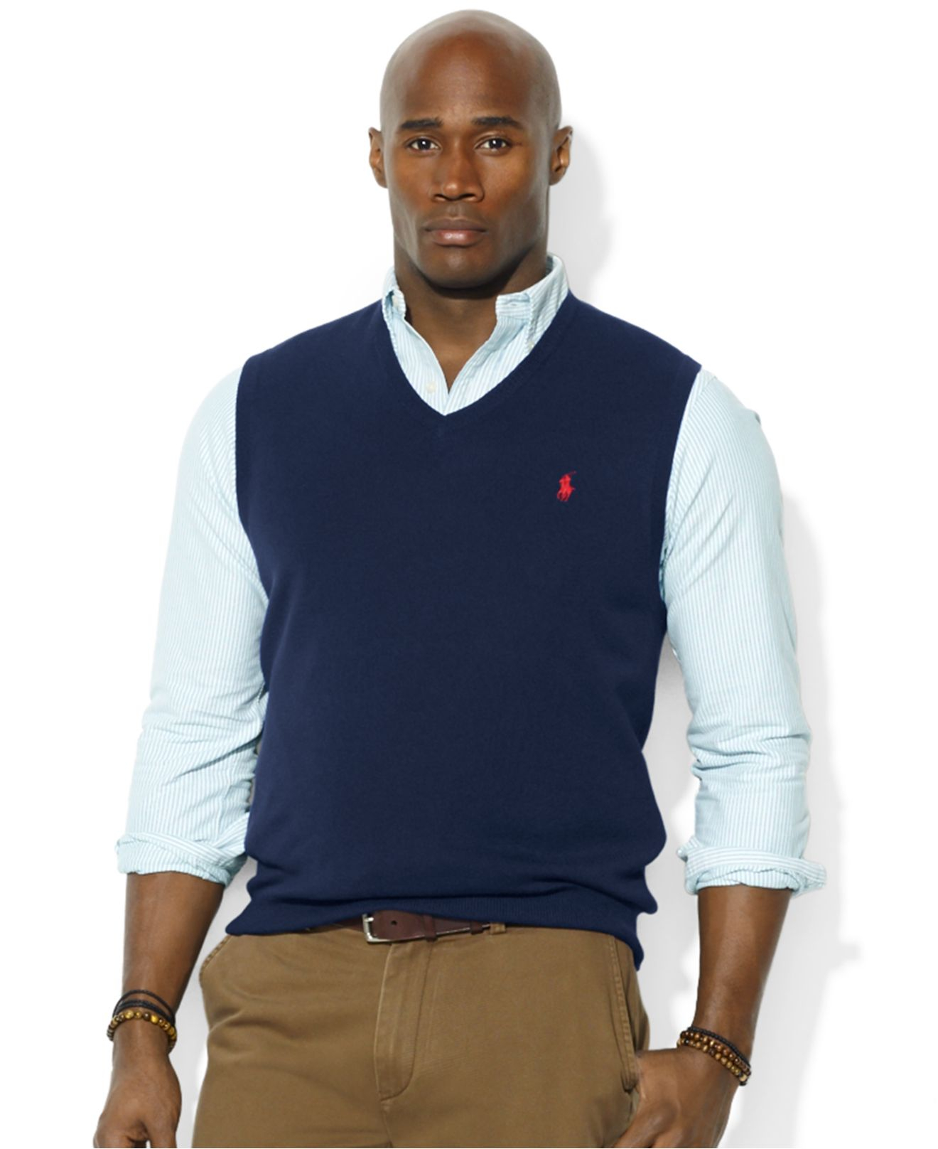Lyst - Polo Ralph Lauren V-Neck Merino Wool Sweater Vest in Blue for Men