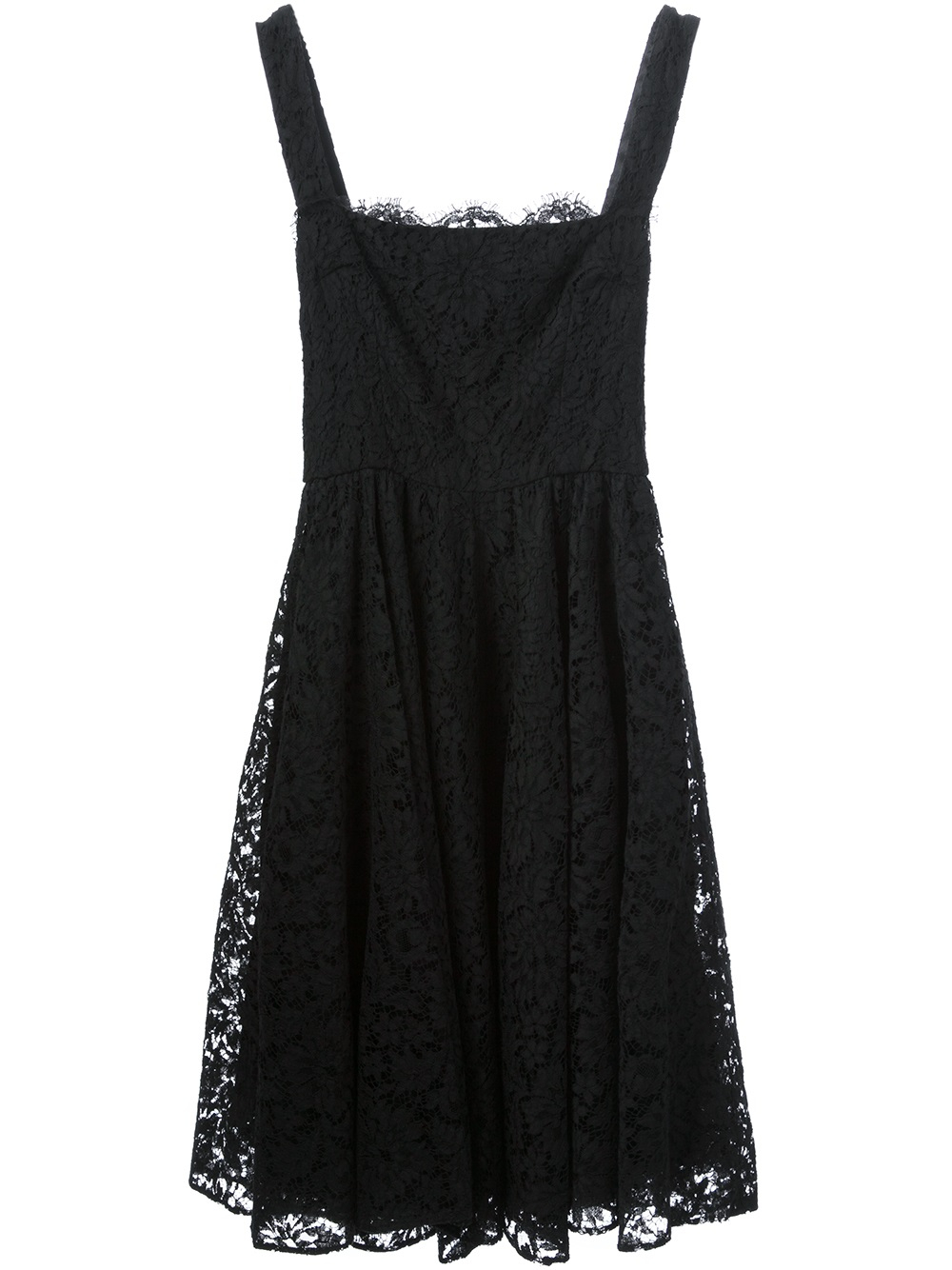 Lyst - Dolce & Gabbana Floral Lace Flared Dress in Black