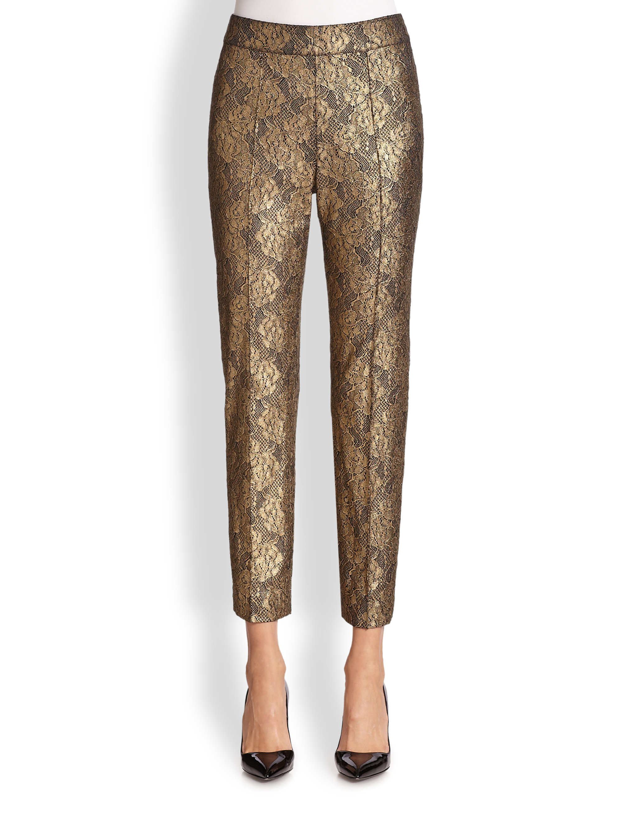 metallic gold trousers