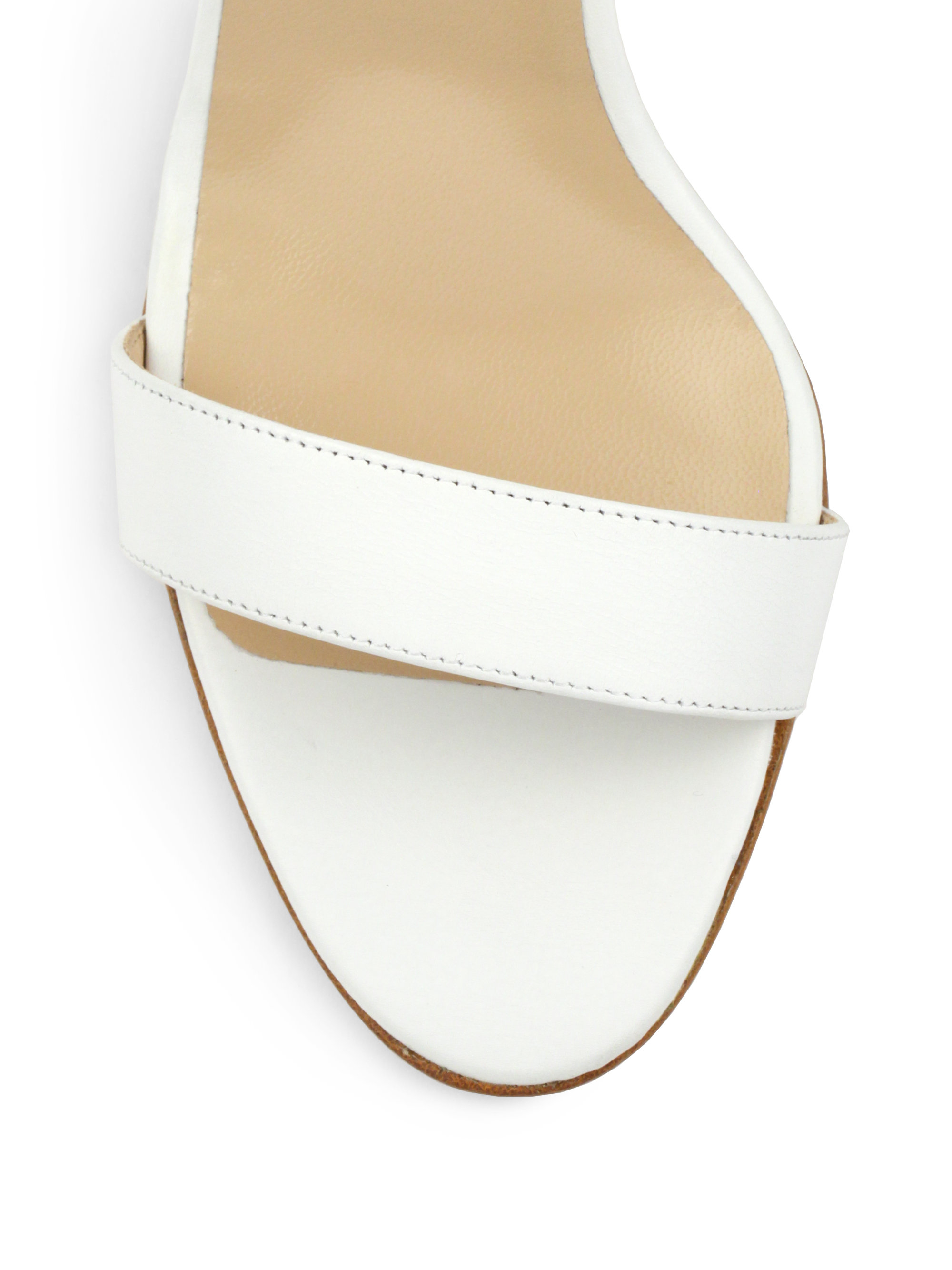 Lyst - Manolo Blahnik Ankle-Wrap Leather Sandals in White