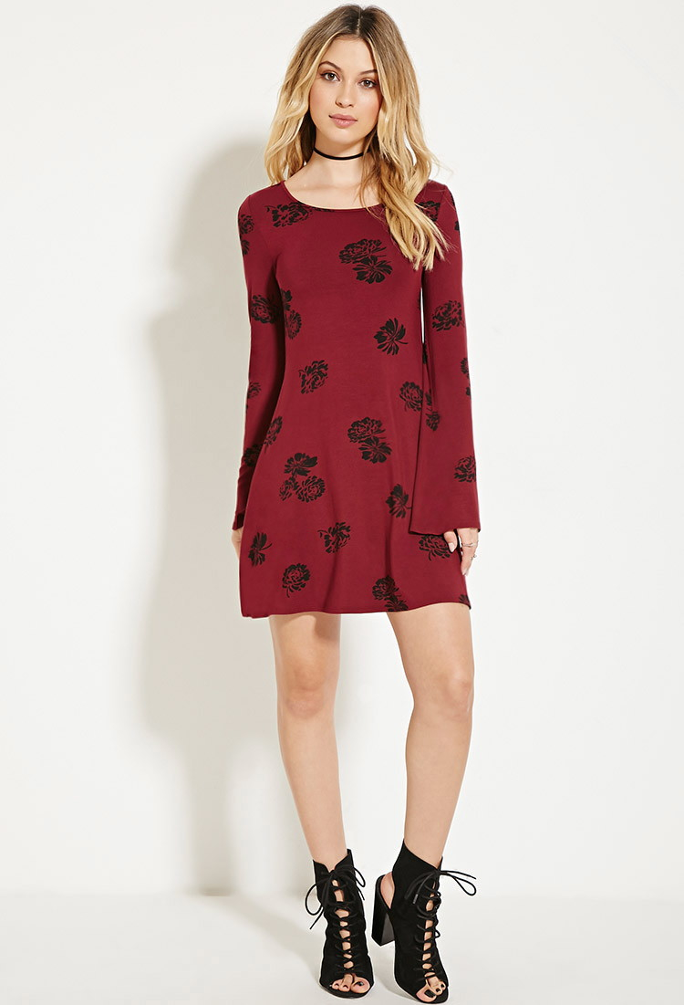 Lyst - Forever 21 Floral Print Mini Dress in Purple