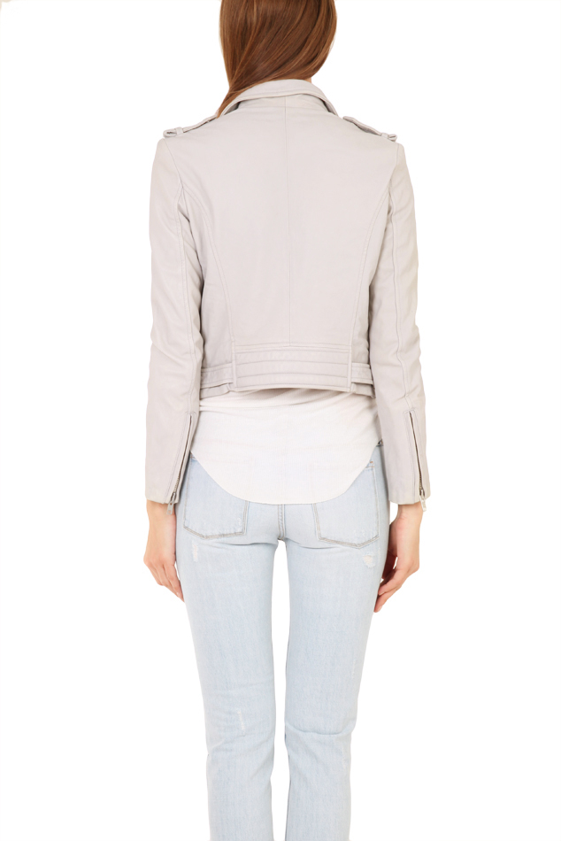 Iro Luiga Leather Biker Jacket In Gray Lyst Gallery