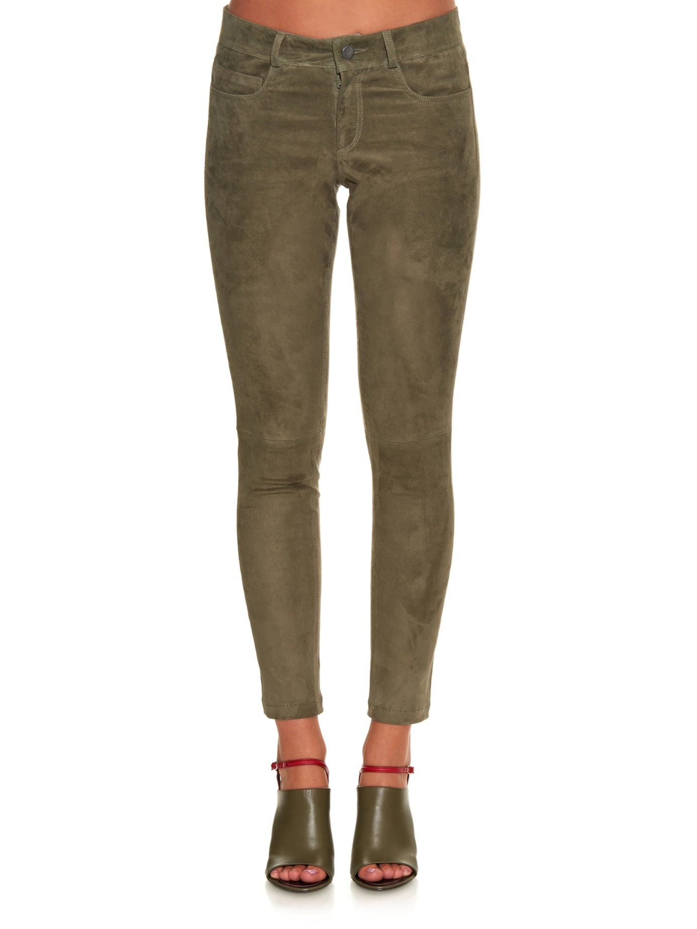 Lyst - Joseph Jeanie Suede Pants in Natural