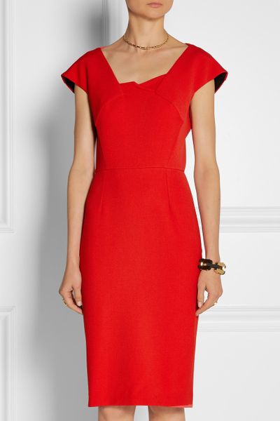 Roland Mouret Hirta Stretchcrepe Dress in Red | Lyst