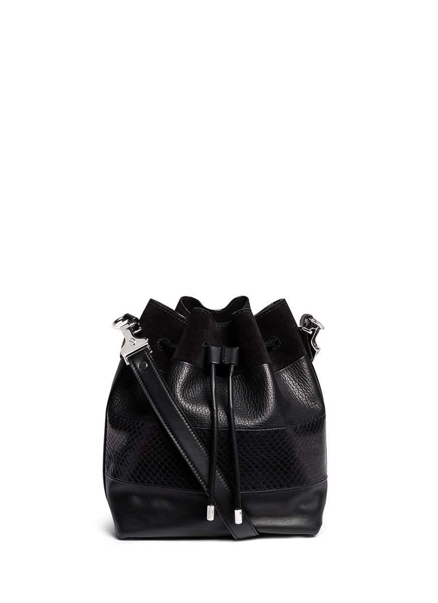 Lyst - Proenza Schouler Medium Snakeskin Mix Leather Bucket Bag in Black