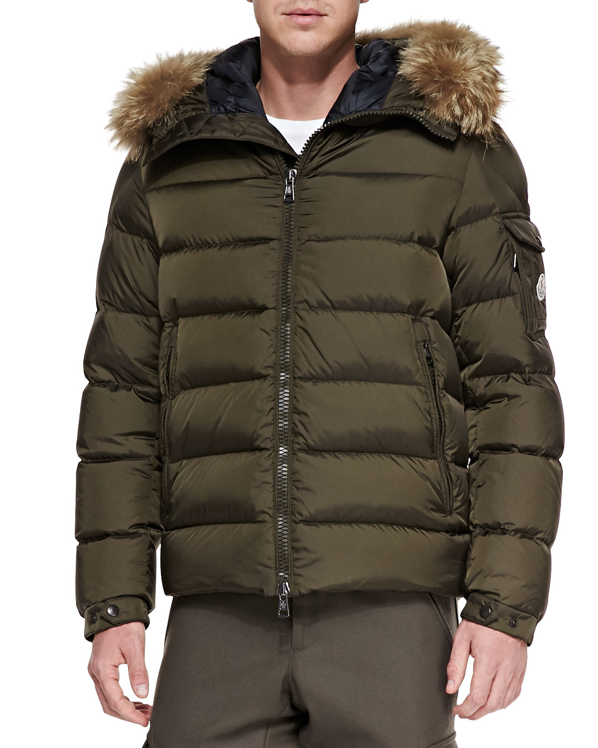 moncler byron fur-trim hood puffer moncler byron fur-trim hood puffer