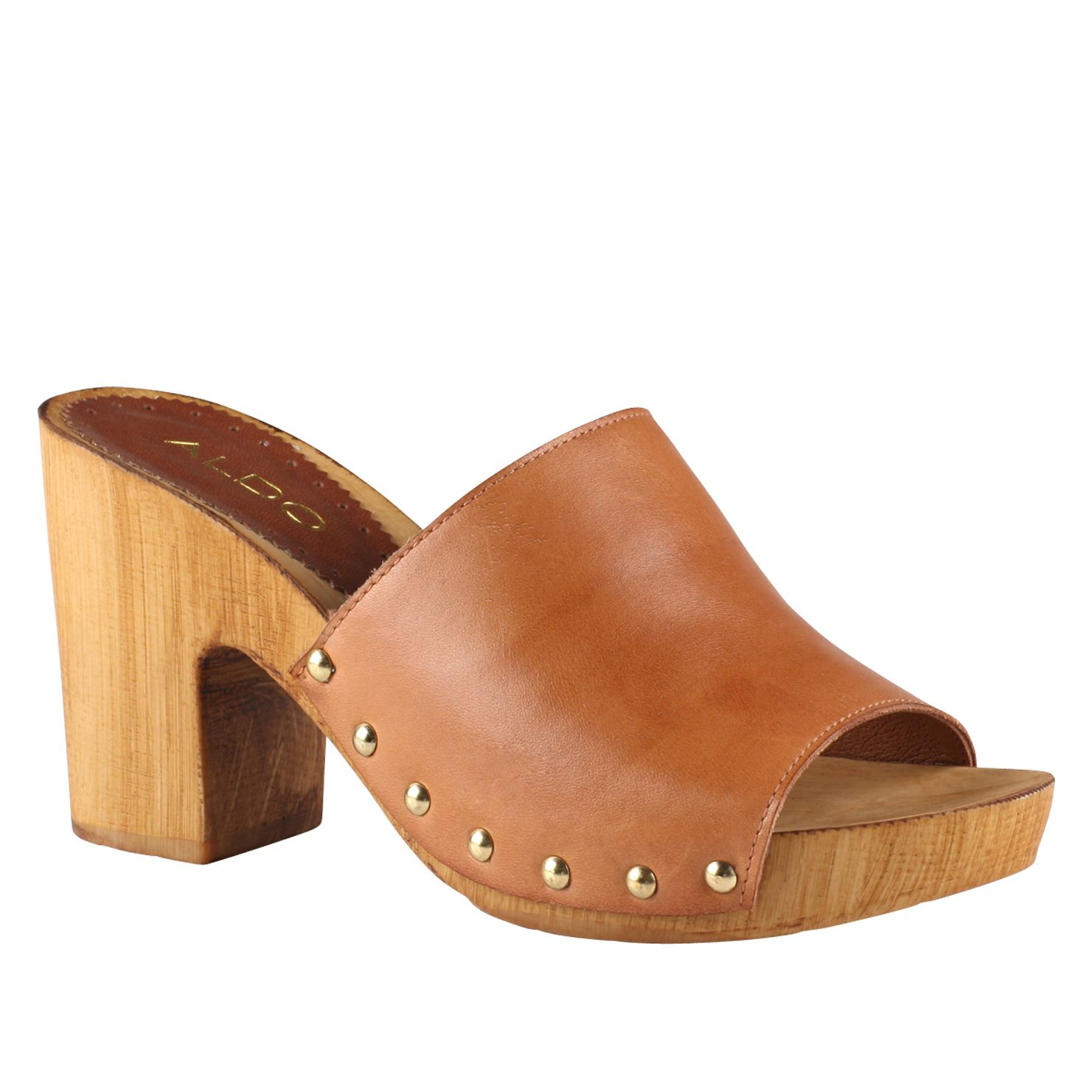 Aldo Edelarien Block Heel Peep Toe Shoes in Brown (Cognac) | Lyst