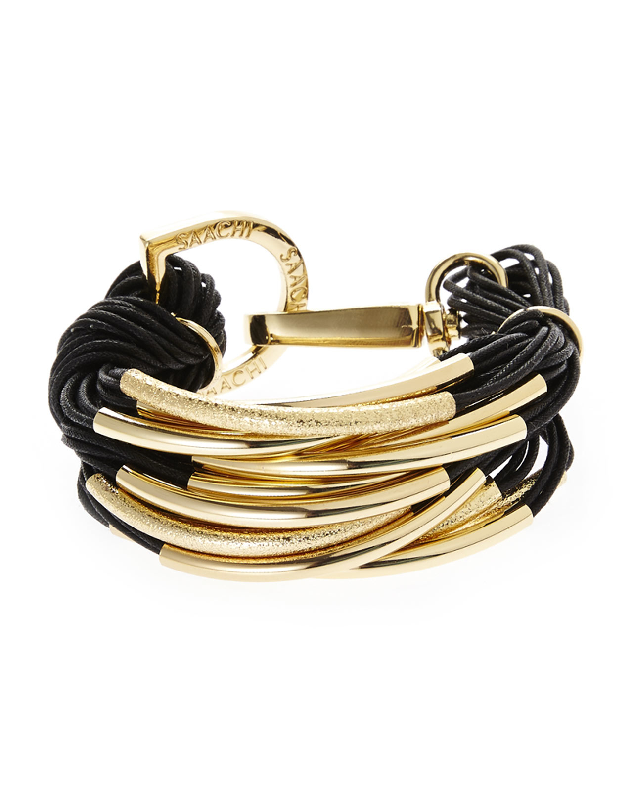 Lyst Saachi GoldTone & Black Multiple Strand Bracelet in Metallic