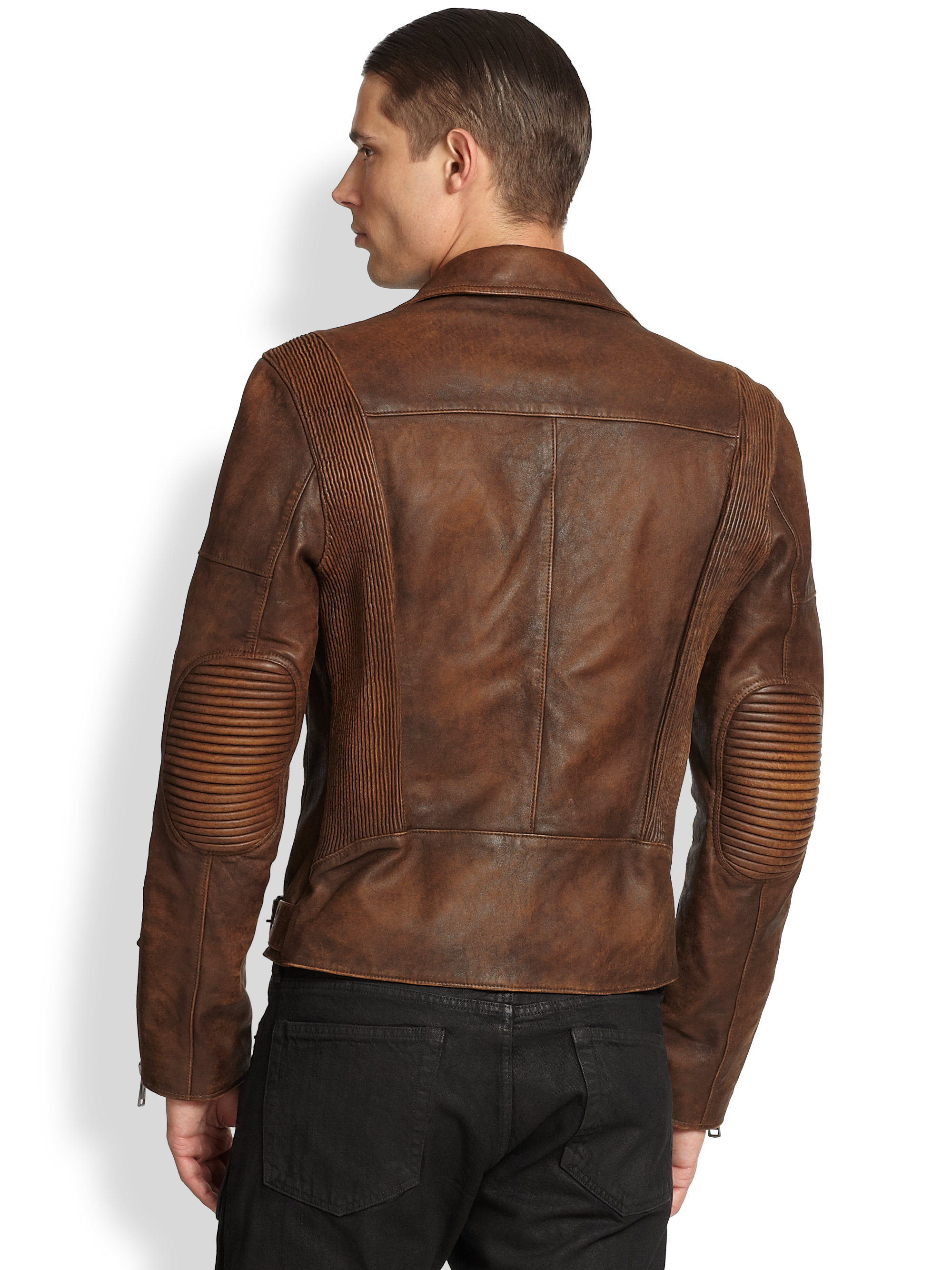 Lyst Ralph Lauren Black Label Thunderbolt Leather Biker Jacket In Gallery
