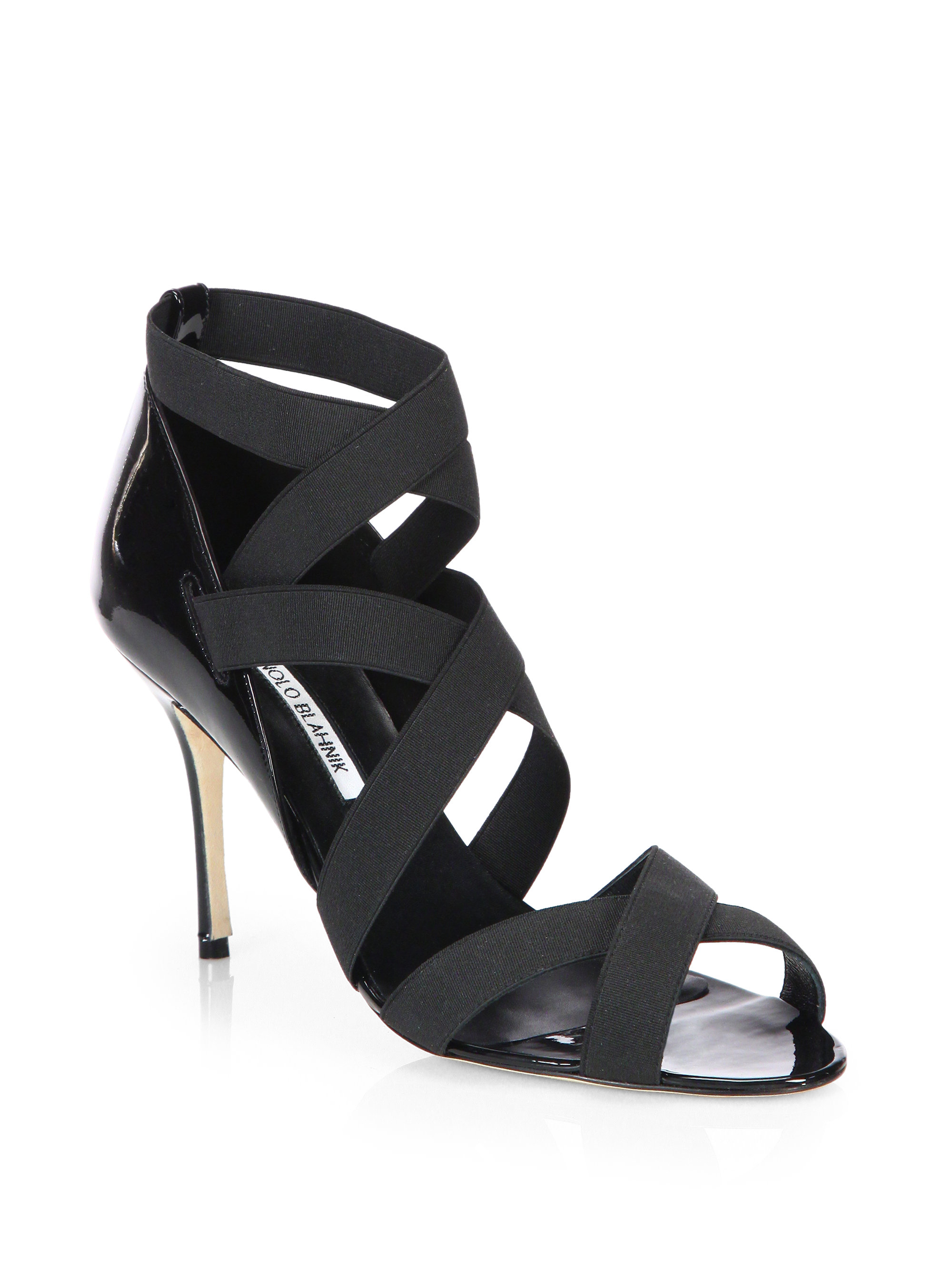 Lyst - Manolo blahnik Platee Elastic Strappy Sandals in Black