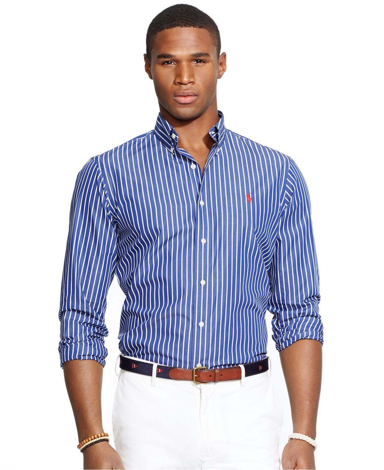 Lyst - Polo Ralph Lauren Men's Men's Long Sleeve Striped Poplin Shirt ...