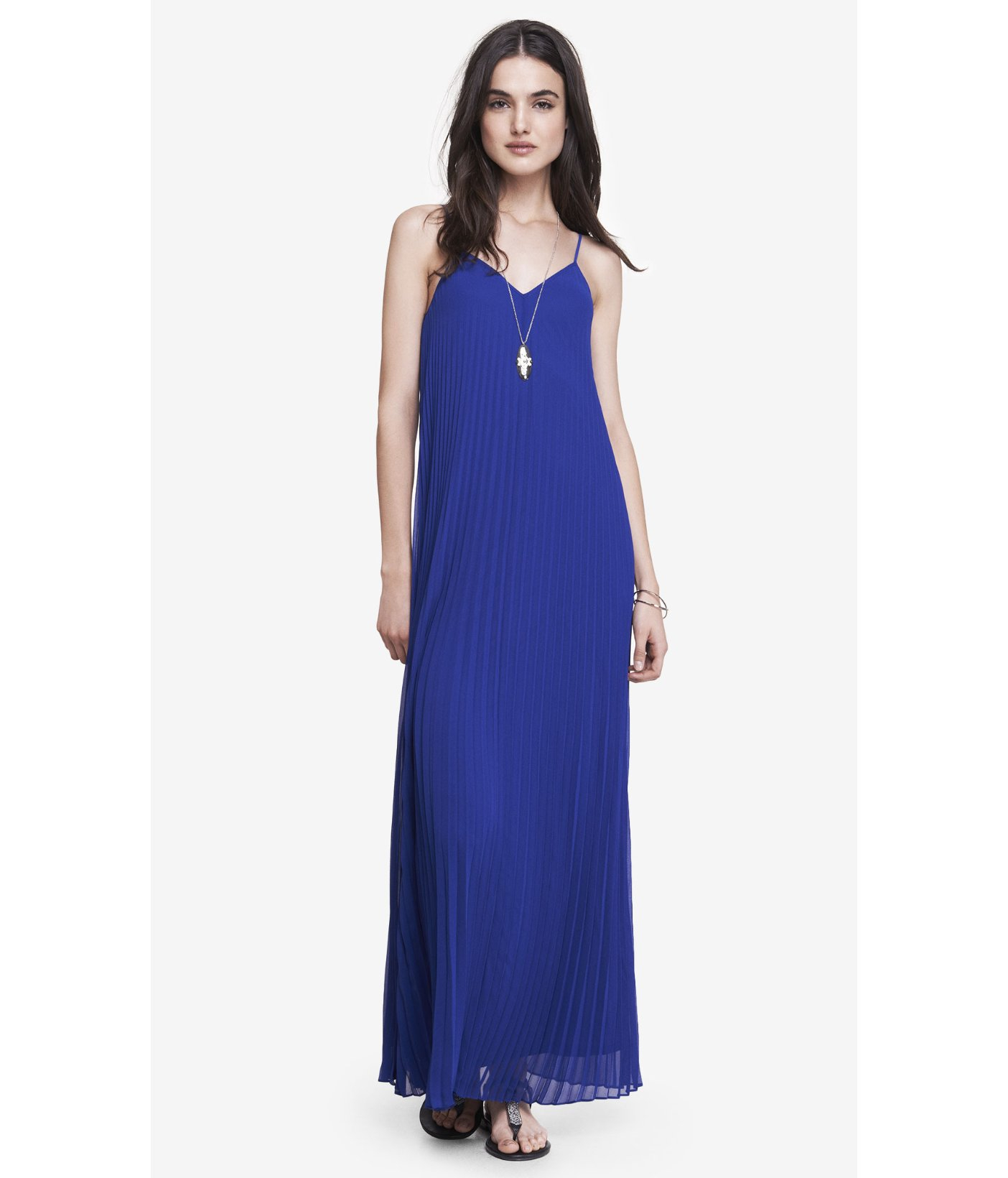 Pleated Chiffon Maxi Dress