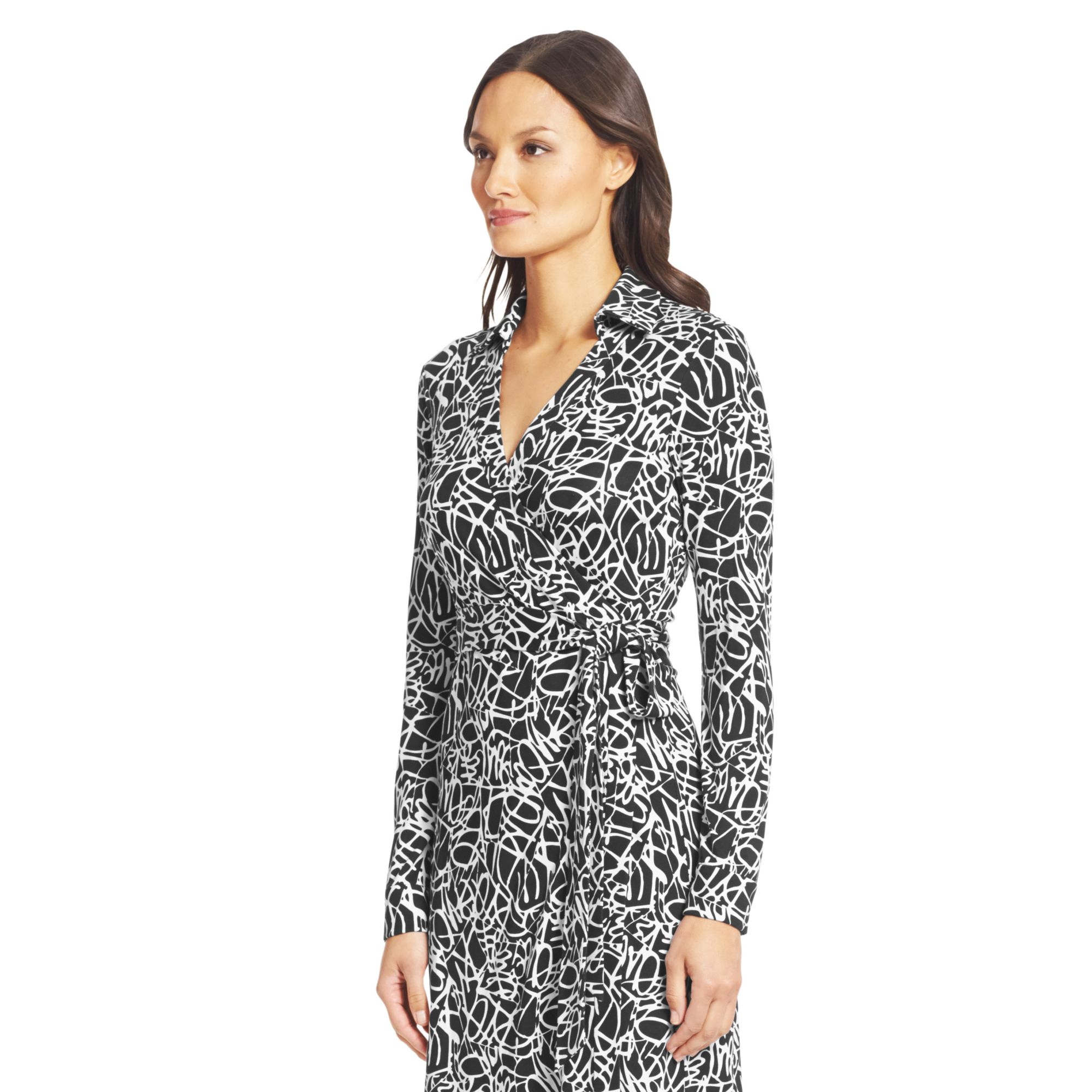 Diane von furstenberg New Jeanne Two Silk Jersey Wrap Dress in Black | Lyst