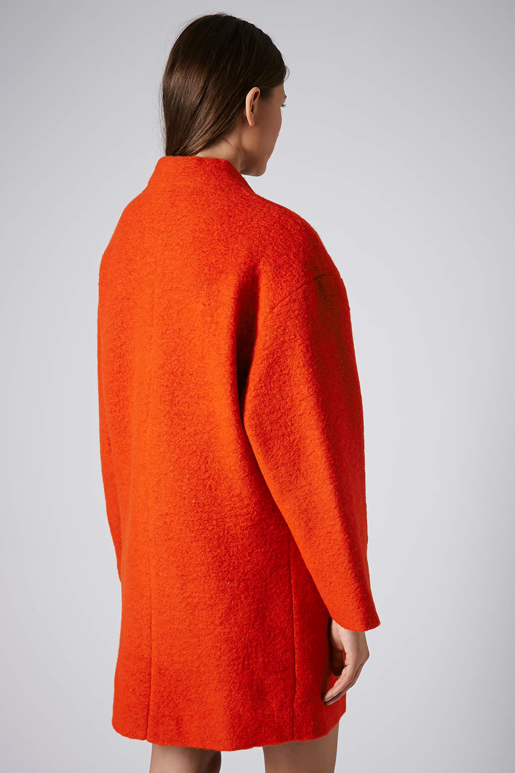 Lyst Boiled Wool Notch Neck Coat in Orange
