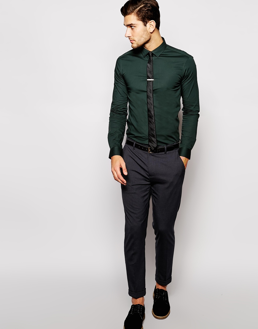 dark green mens dress shirt