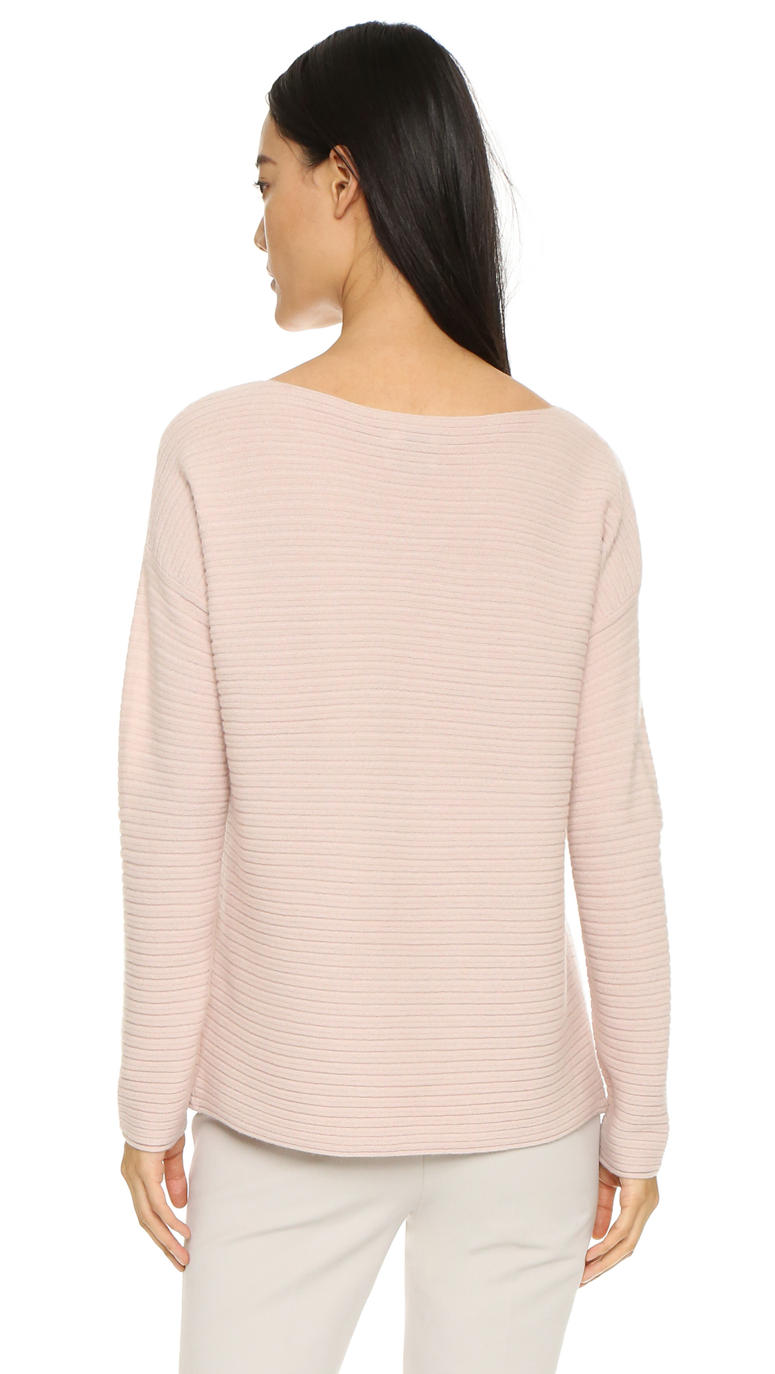 Vince Horizontal Rib Cashmere Sweater in Pink | Lyst