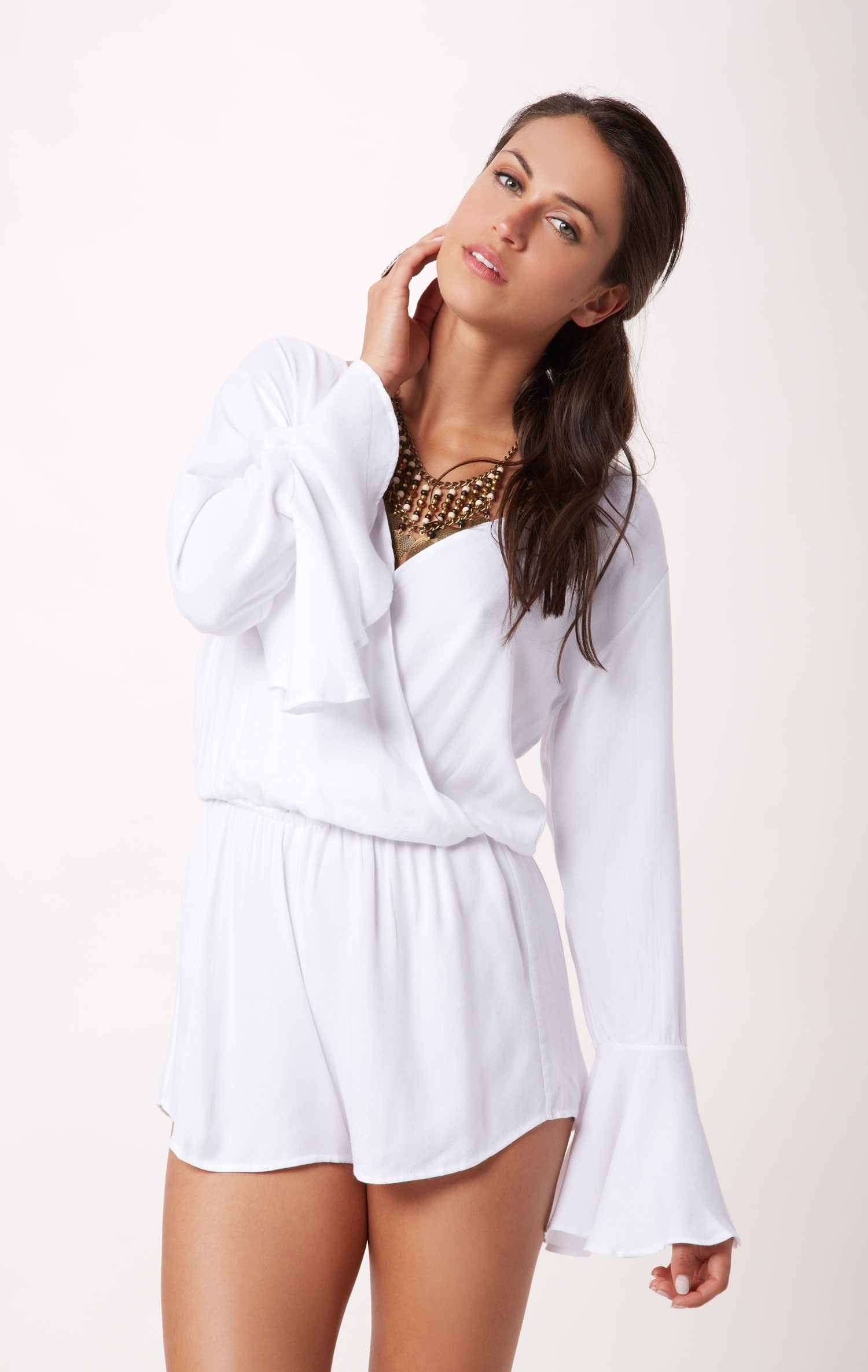 Indah Bell Sleeve Cocktail Romper in White Lyst