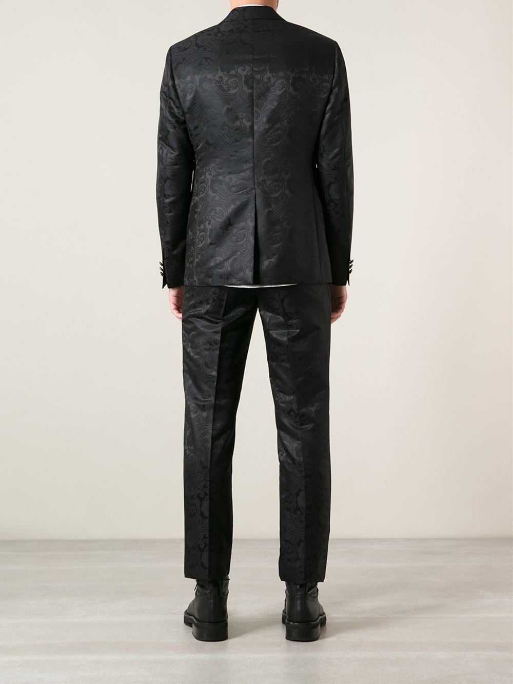 baroque black chiffon suit