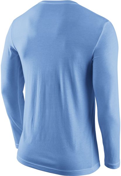 Nike Long Sleeve North Carolina Tar Heels Warmup Legend T-Shirt in Blue ...