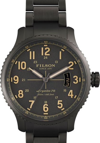 filson black chronograph watch