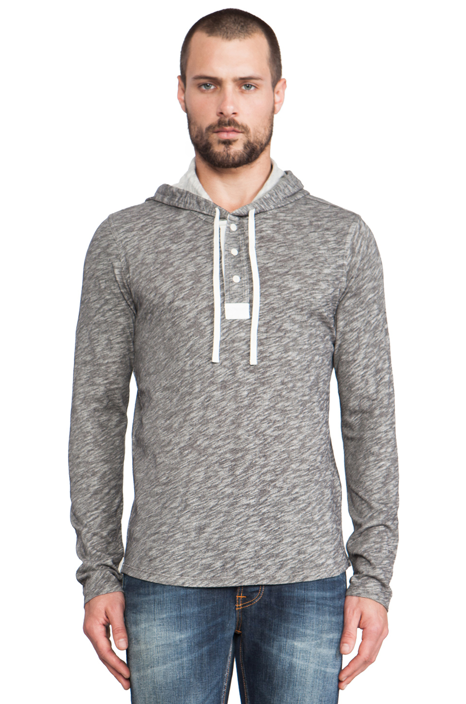 Lyst Vince Hooded Henley in Gray for Men