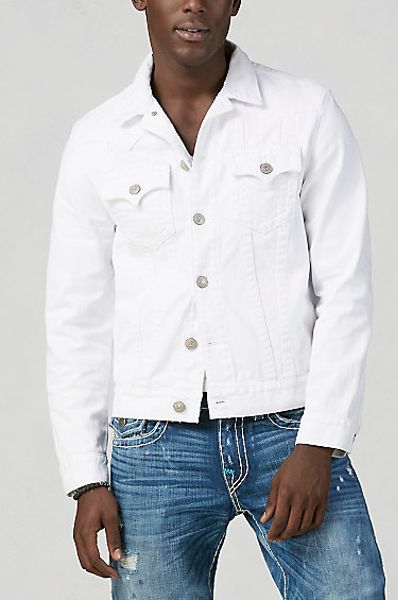 True religion Jimmy White Denim Mens Jacket in White for Men (optic white)