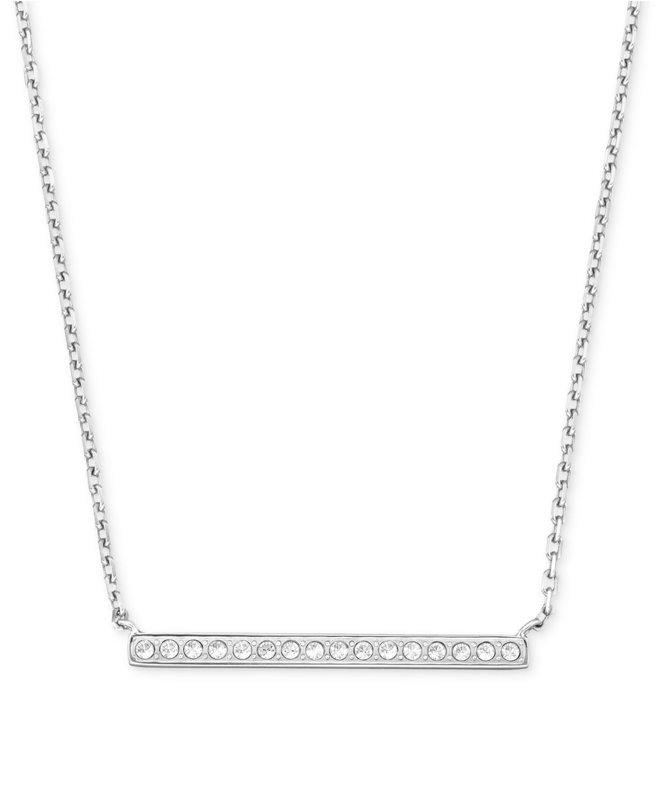 Lyst Swarovski Rhodiumplated Pave Crystal Bar Pendant Necklace In Gallery Previously Sold At Macy S Women Swarovski Crystal Necklace
