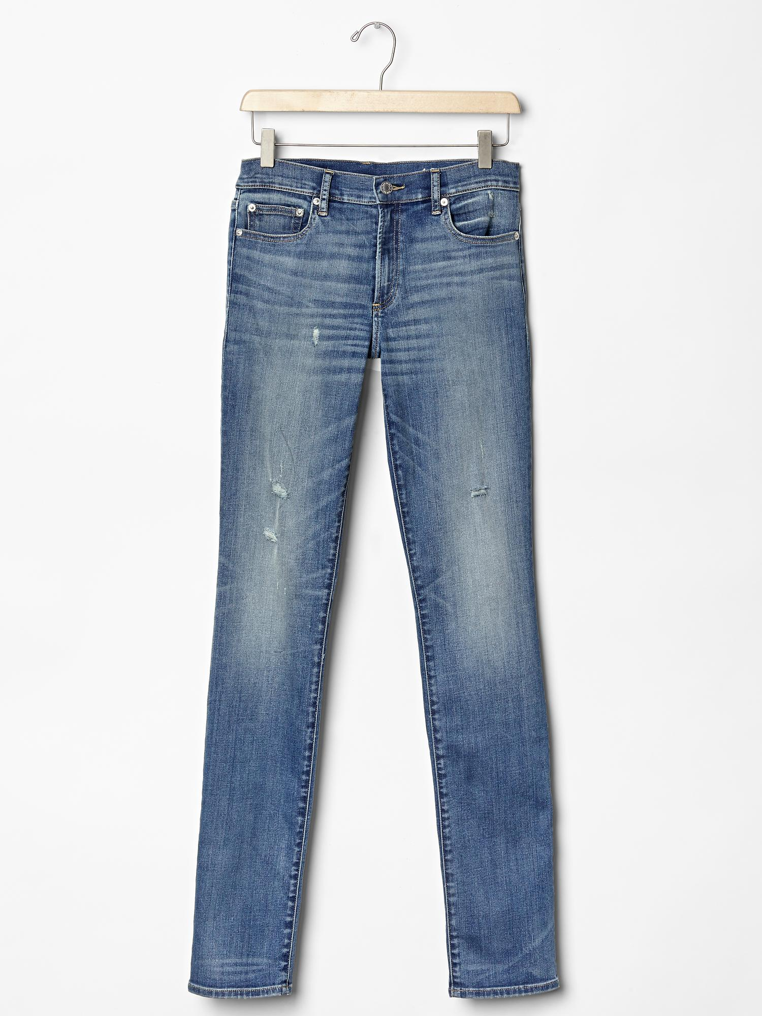  Gap  1969  Destructed Resolution Slim  Straight Jeans  in Blue 