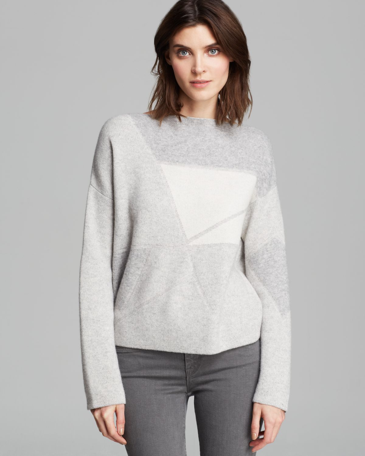 Vince Sweater - Abstract Jacquard in Gray (H. Steel/Winter White) | Lyst