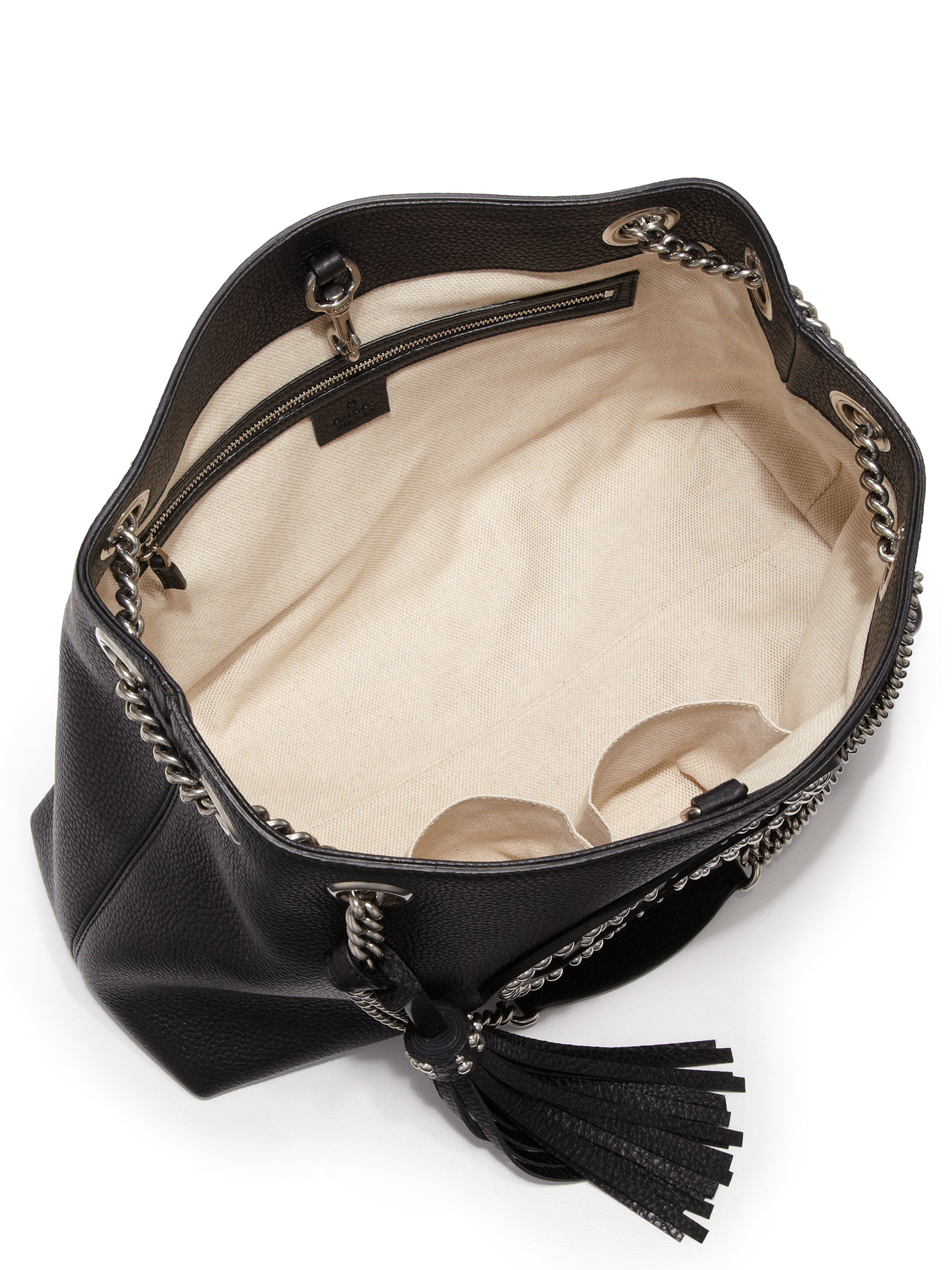 Lyst - Gucci Soho Medium Studded Leather Chain Shoulder Bag in Black