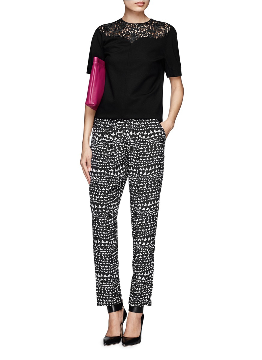 Lyst - Stella Mccartney Heart Print Silk Jogging Pants in Black