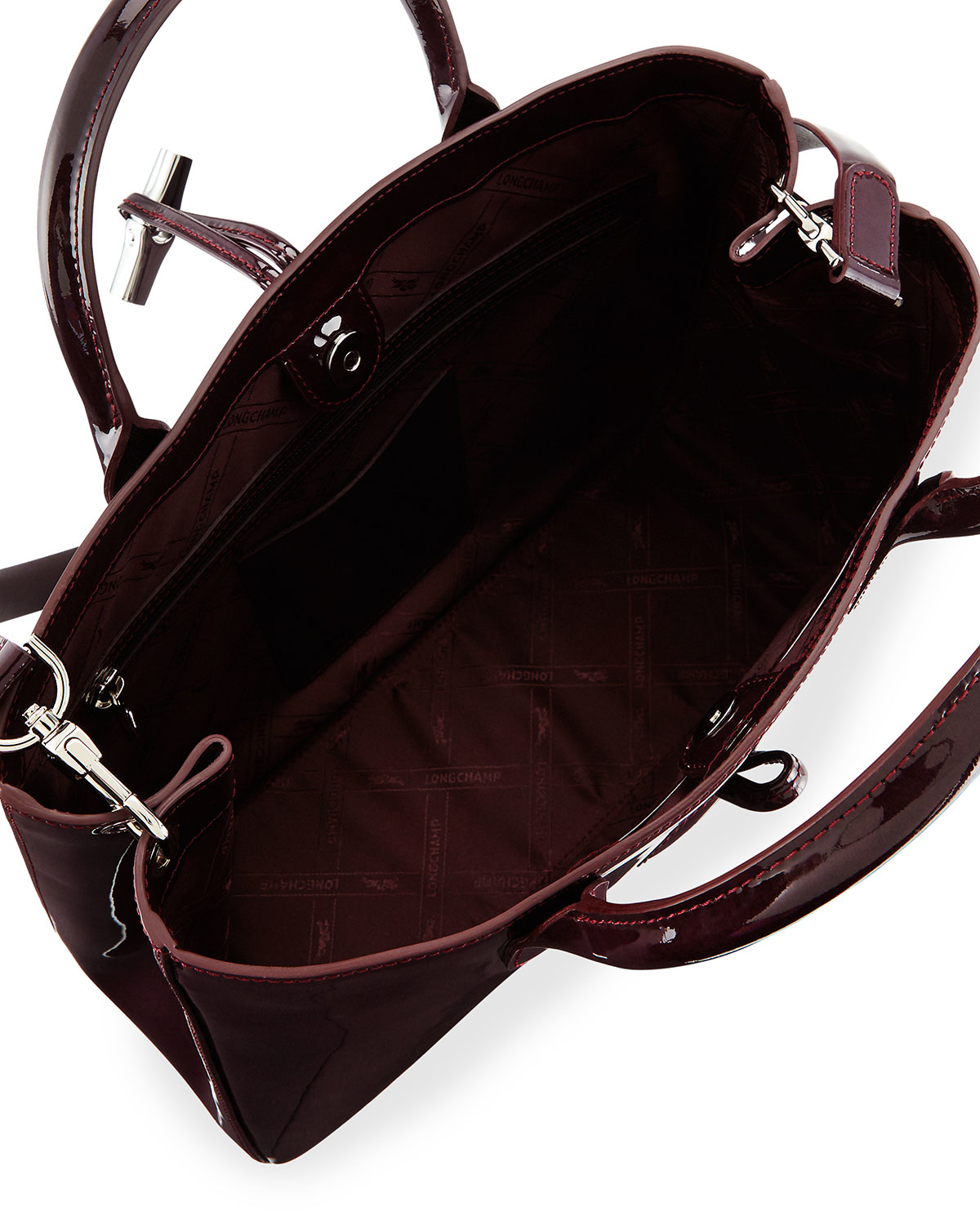Longchamp Roseau Medium Patent Tote Bag With Strap in Purple | Lyst