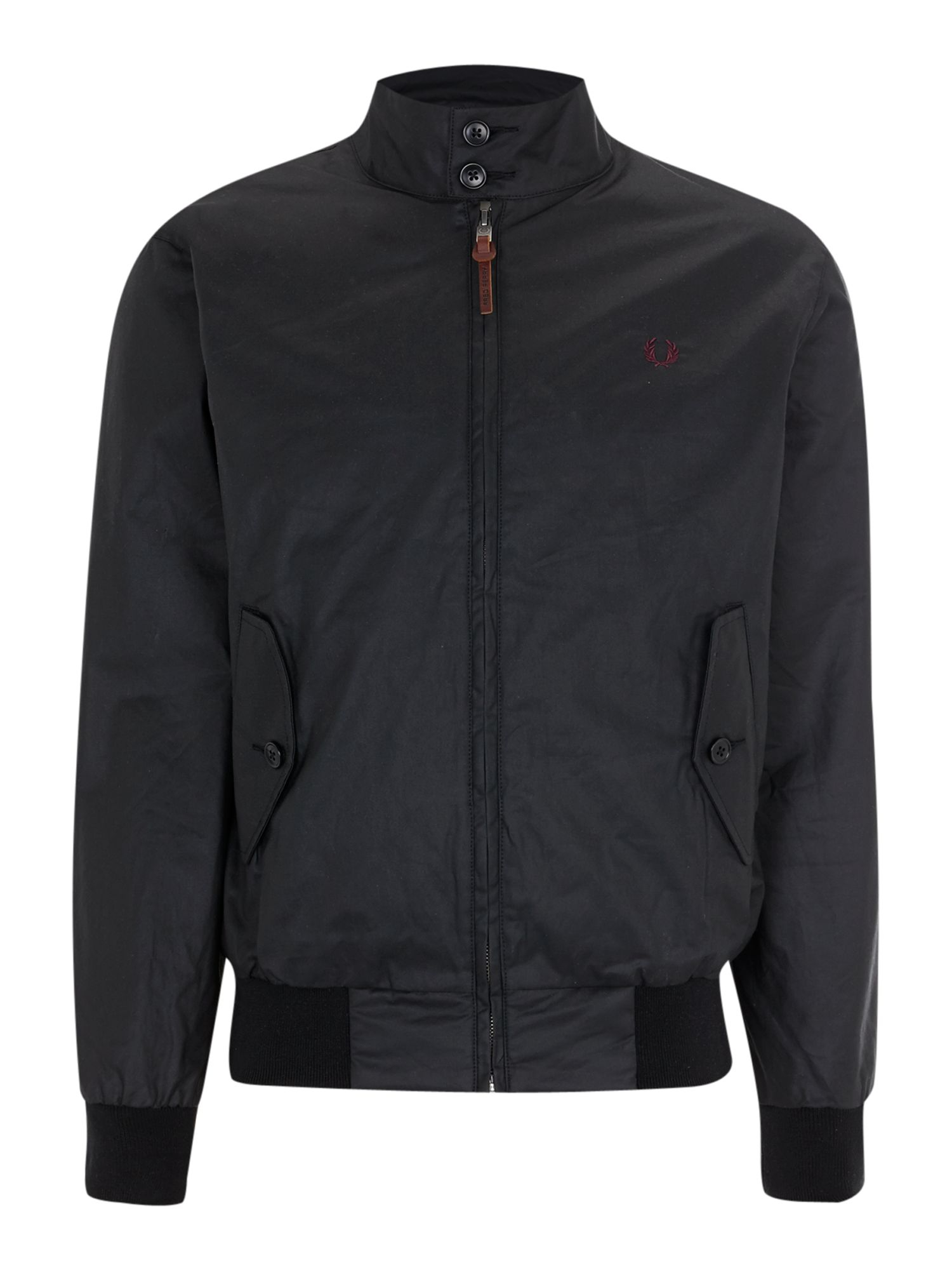Fred Perry Coated Twill Harrington Jacket in Black for Men | Lyst