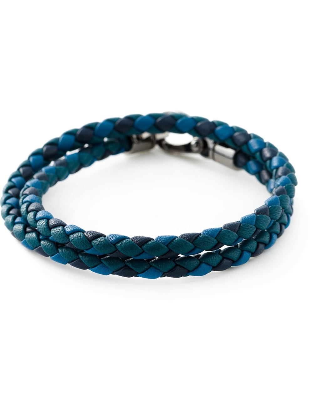 Tod's Braided Leather Bracelet in Blue for Men - Lyst