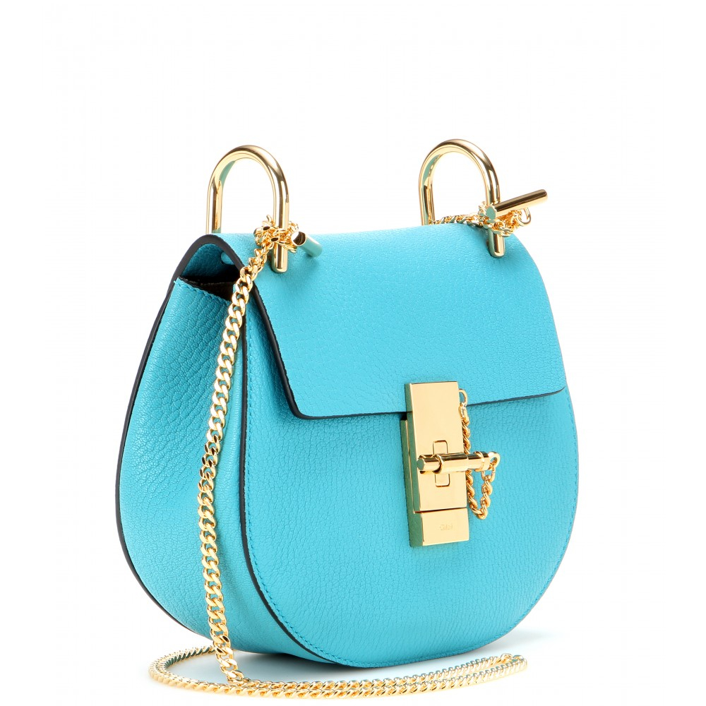 Chlo Drew Small Leather Shoulder Bag in Blue (azure) | Lyst  